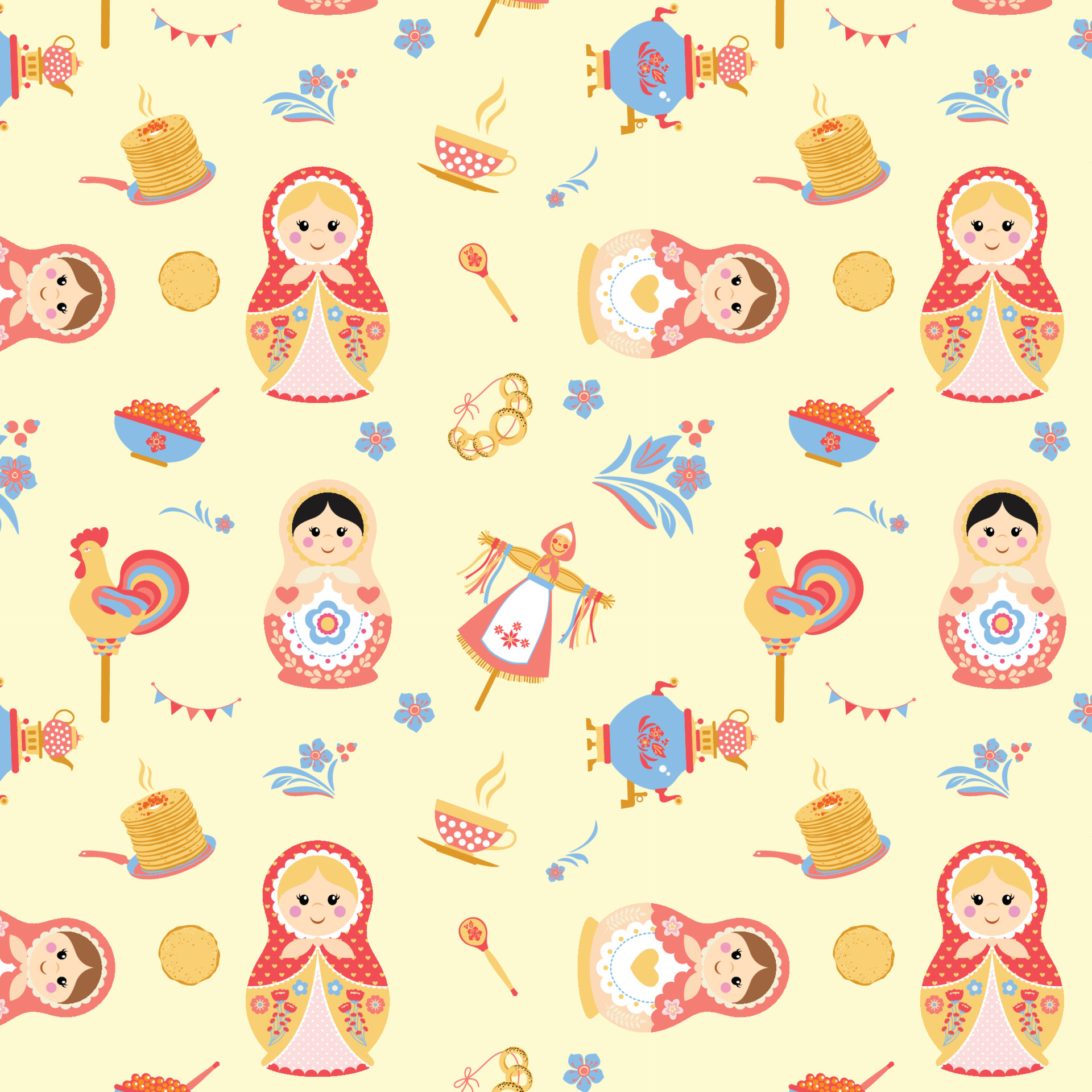 cute matryoshka doll seamless vector