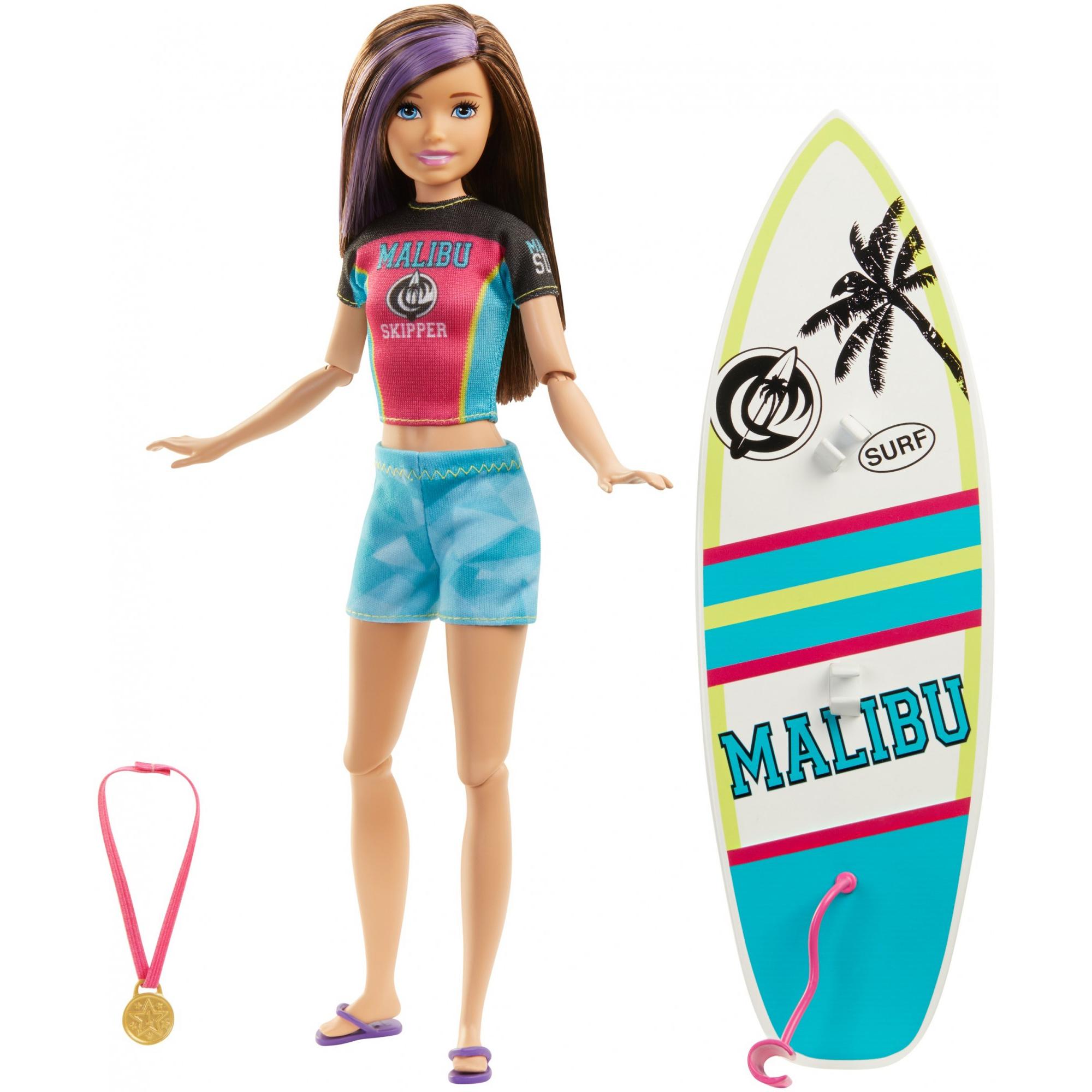 Barbie Dreamhouse Adventures Skipper Surf Doll, Approx. 11 Inch In Surfing Fashion, With Accessories