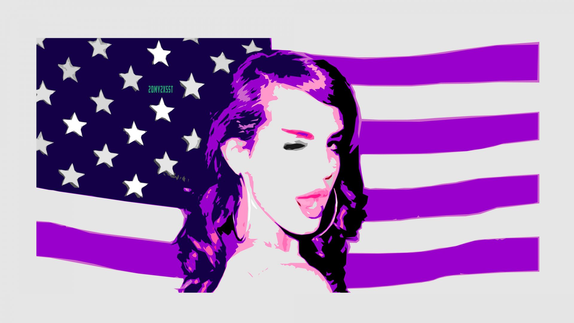 Desktop Wallpaper Lana Del Ray, Art, American Flag, HD Image, Picture, Background, Lps6d1