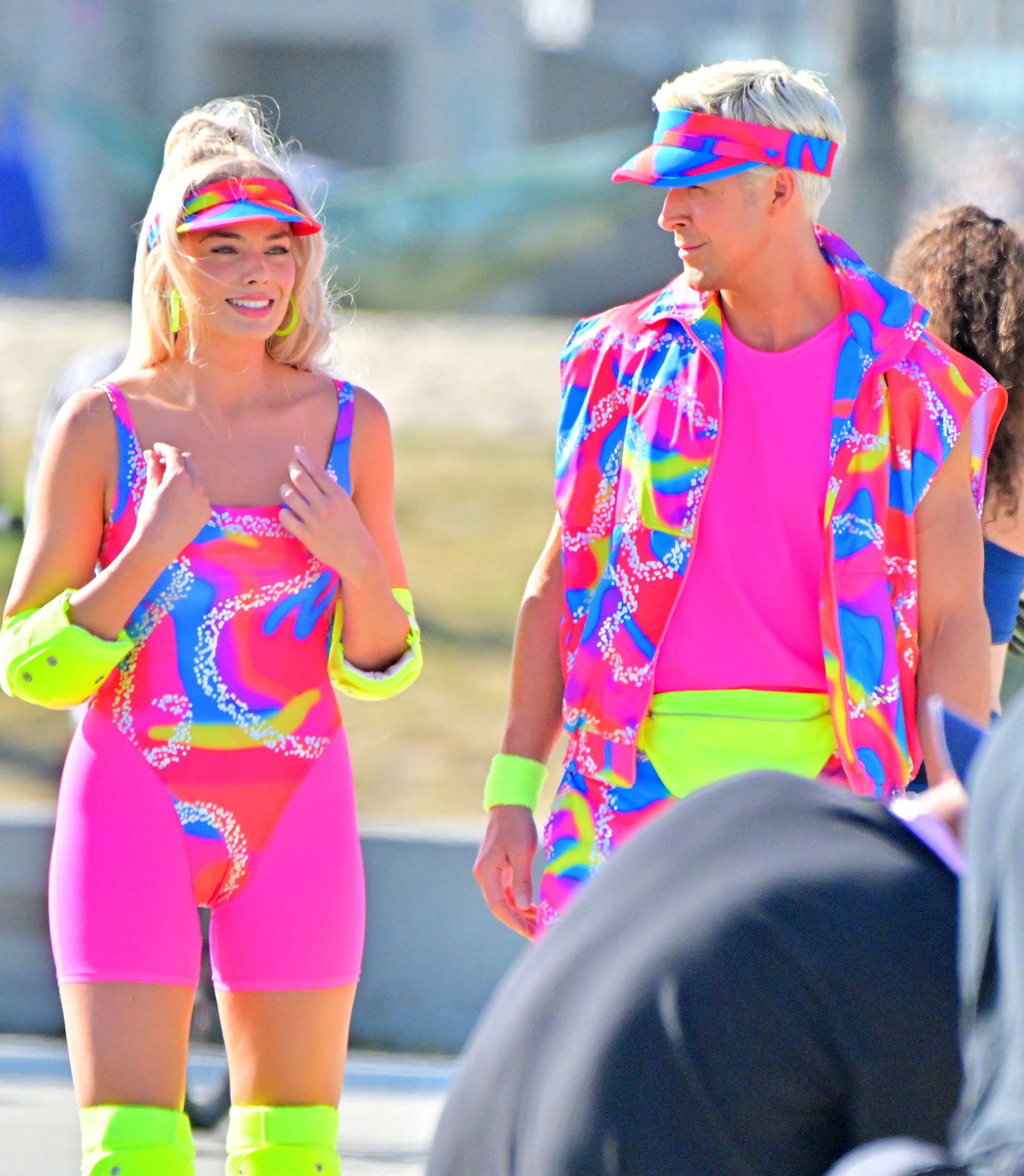 Margot Robbie and Ryan Gosling Skate in Matching Neon For Barbie