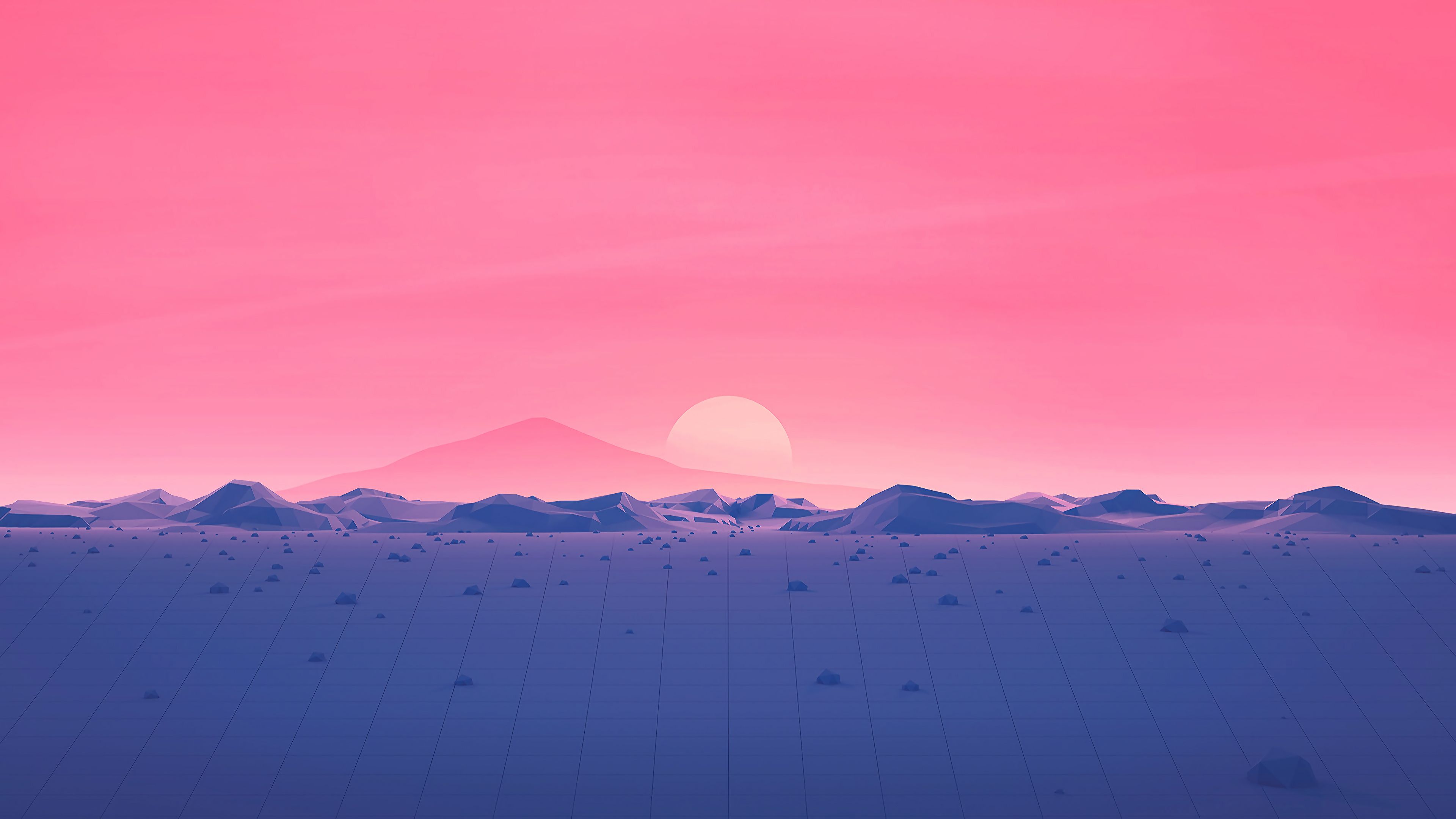 Sunset Horizon Minimal 4K. Aesthetic desktop wallpaper, Summer wallpaper, Mountain wallpaper