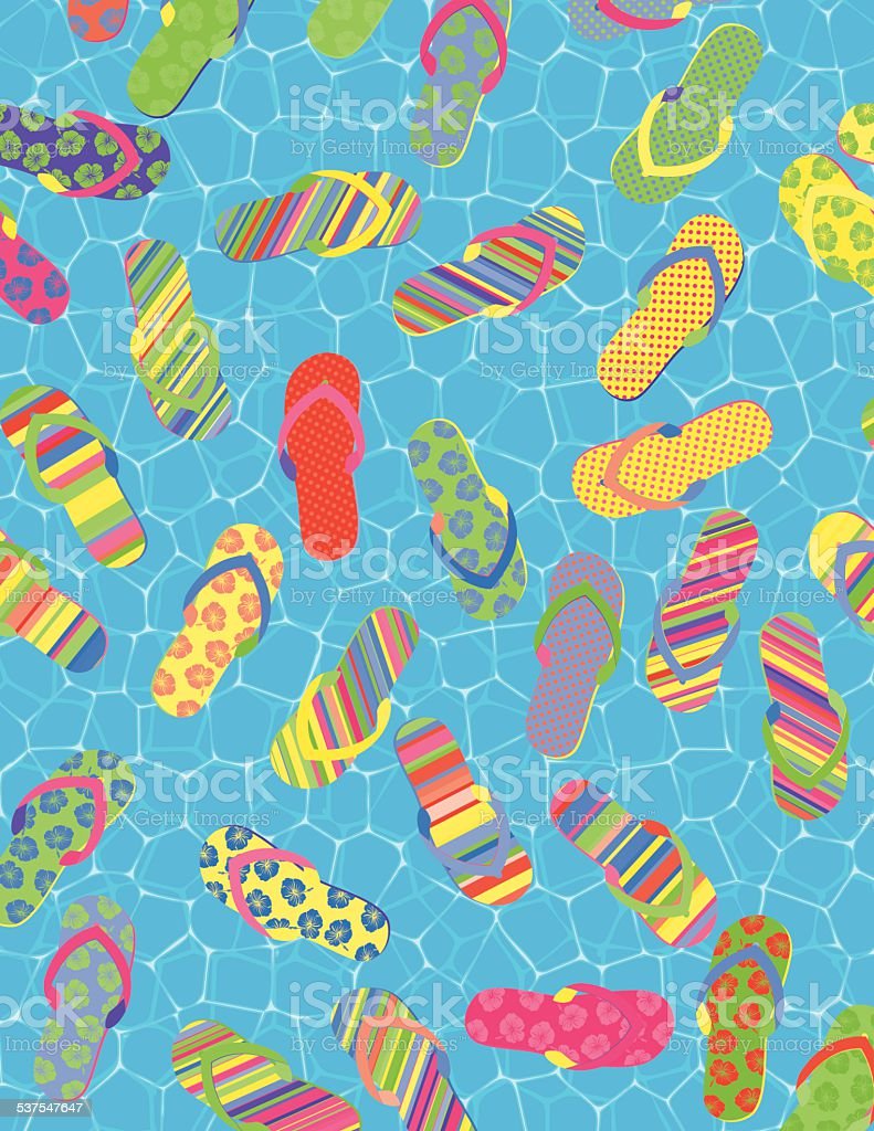 Summer Flip Flops On Water Background Design Stock Illustration Image Now