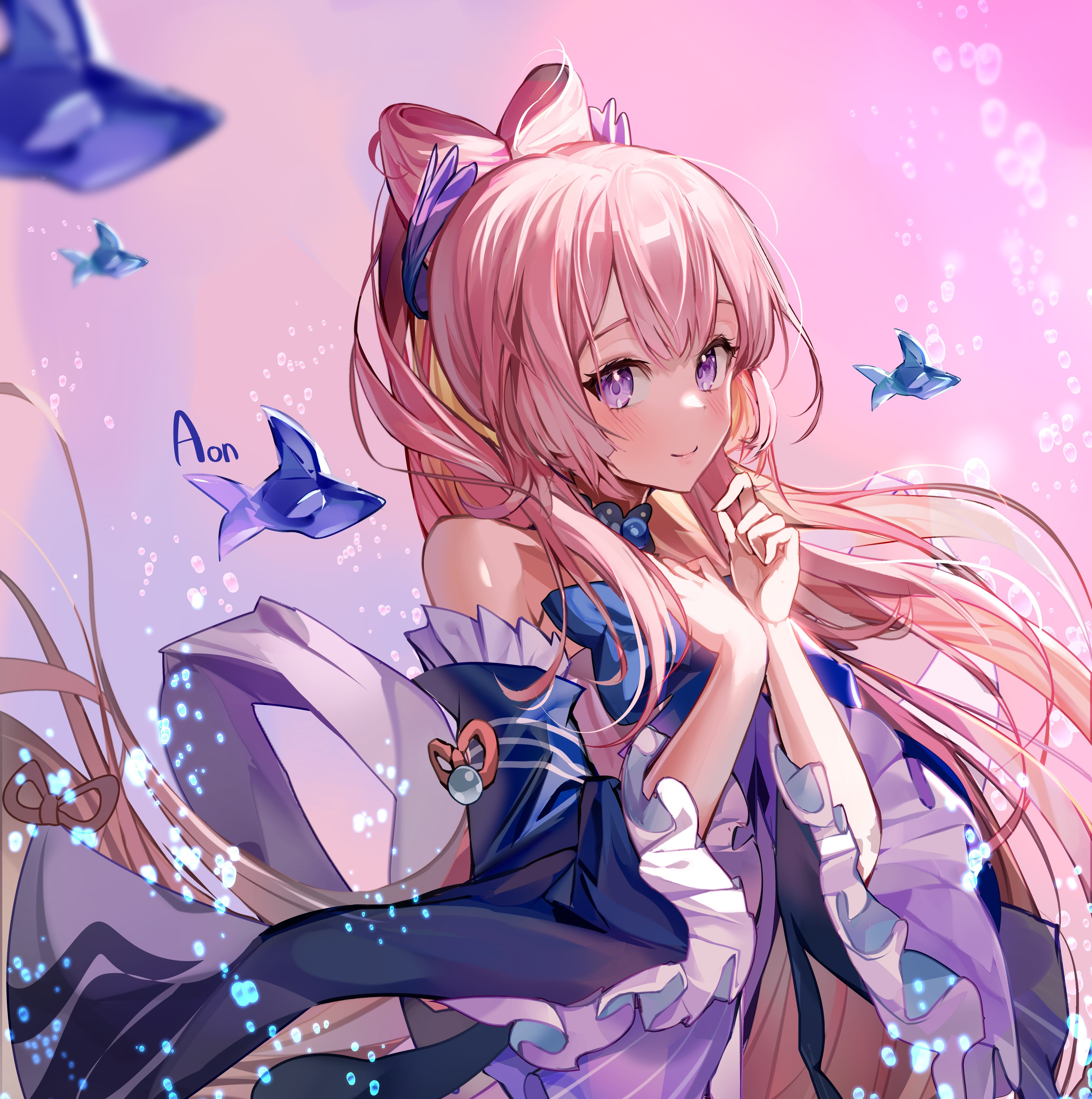 Crop Sangonomiya Kokomi Wallpaper for Free, Genshin Impact, Pink Hair, Ponytail, Anime Games HD Background