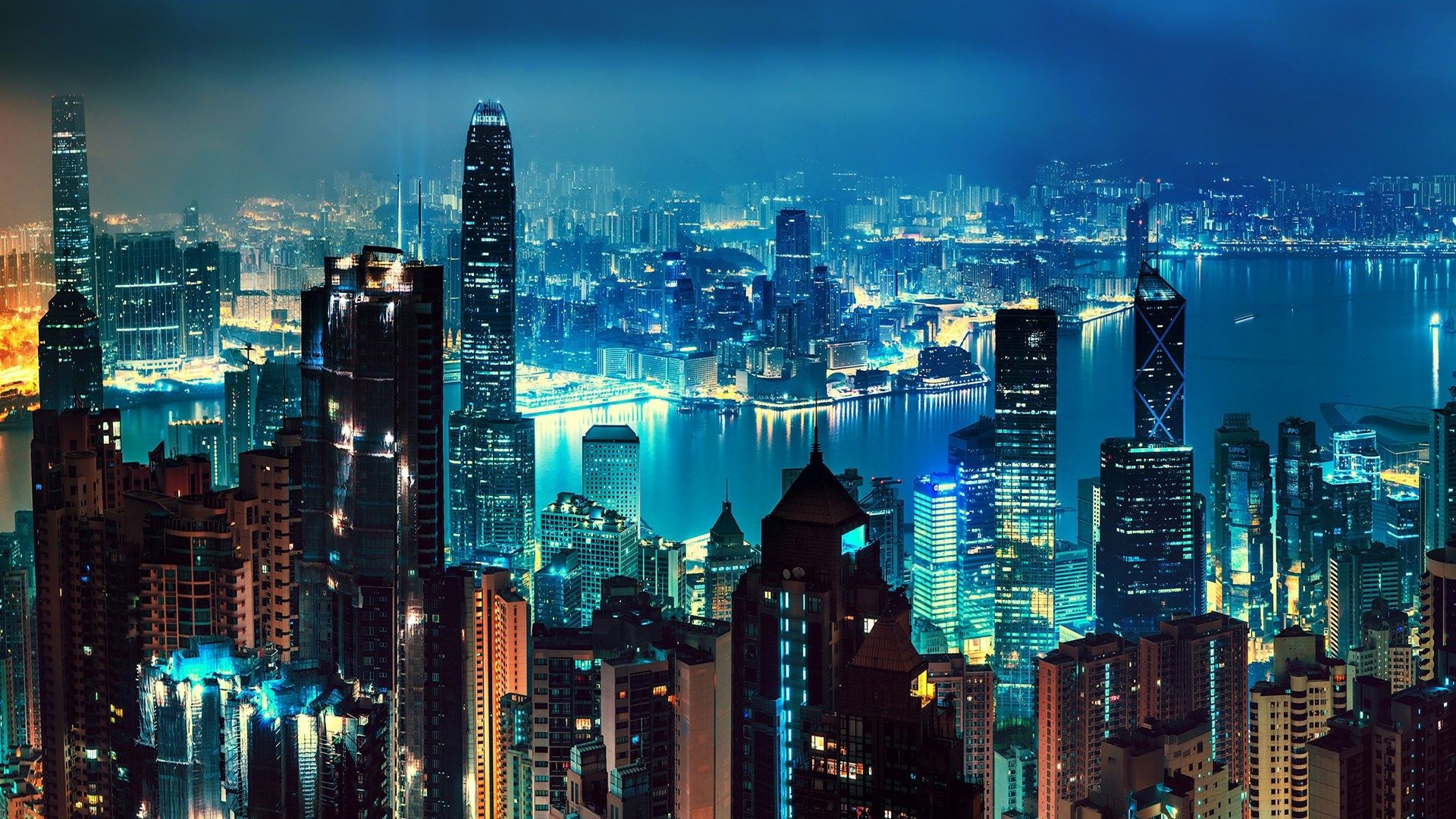 Hong Kong Night Wallpaper Desktop Background. Hong kong night, Nightscape, Cityscape