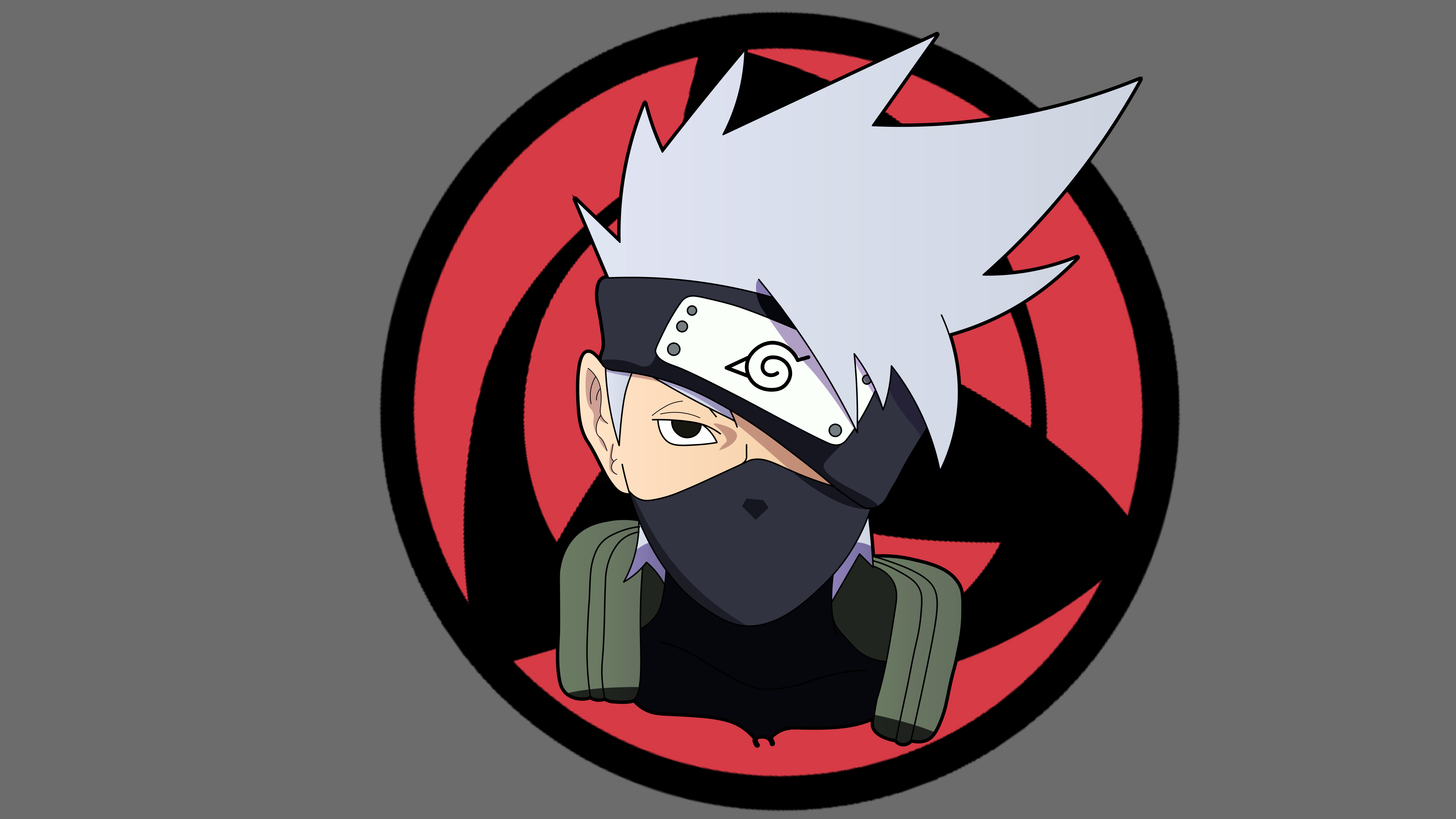 Kakashi Hatake Wallpaper 4K, Naruto, Minimal art, Grey background, 5K, 8K, Anime
