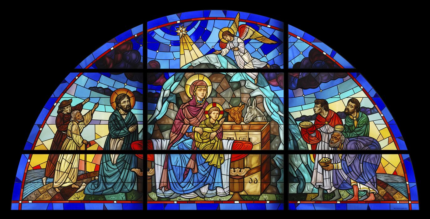 Stained glass nativity christian catholic art mary jesus art cathedral church religion wallpaperx1070