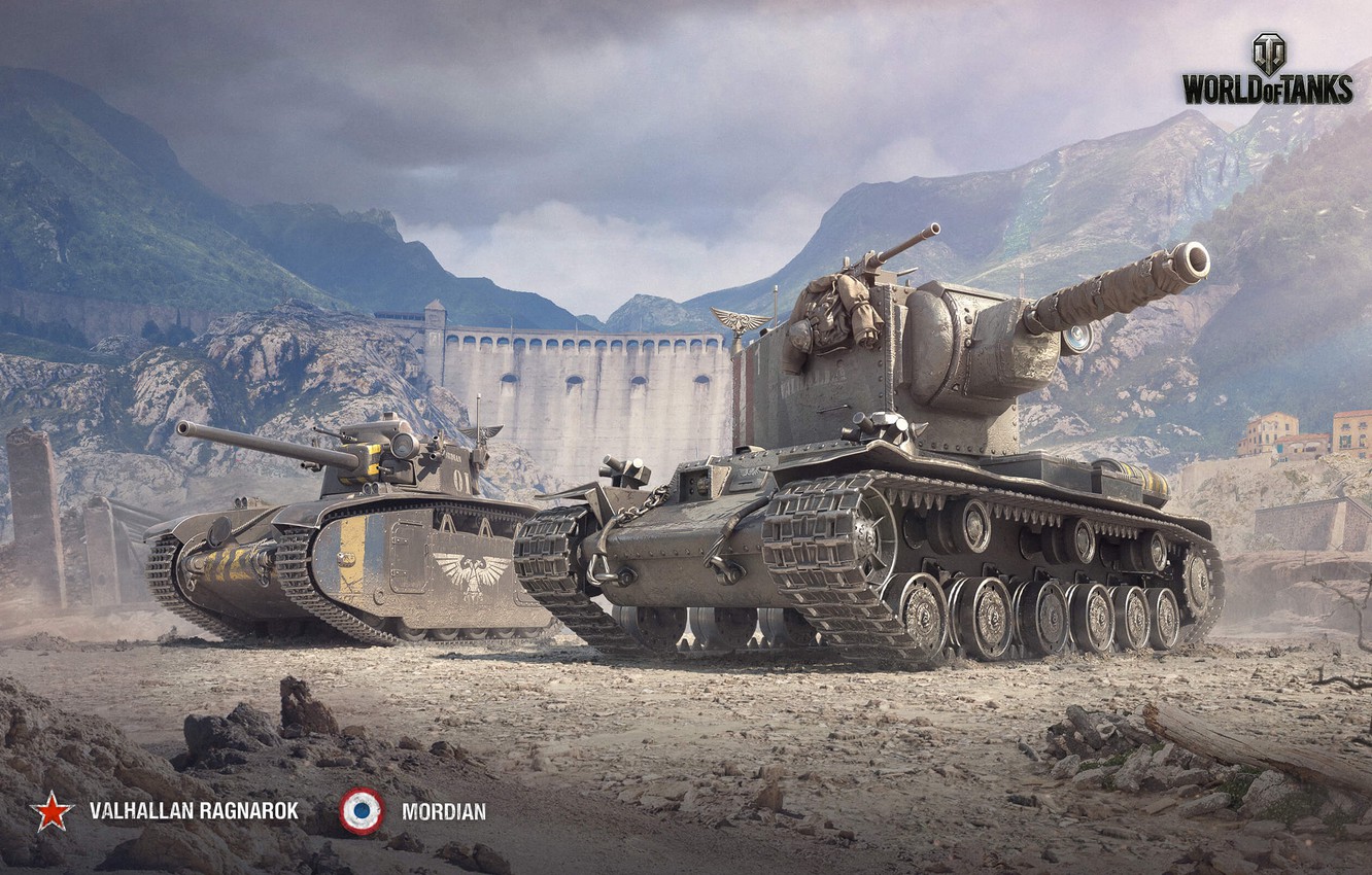 Wallpaper WORLD OF TANKS, KV 2, KV 2 (R), BDR G1, Baudet Donon Roussel, Valhalla Ice Warriors, Valhallan Ragnarok Image For Desktop, Section игры
