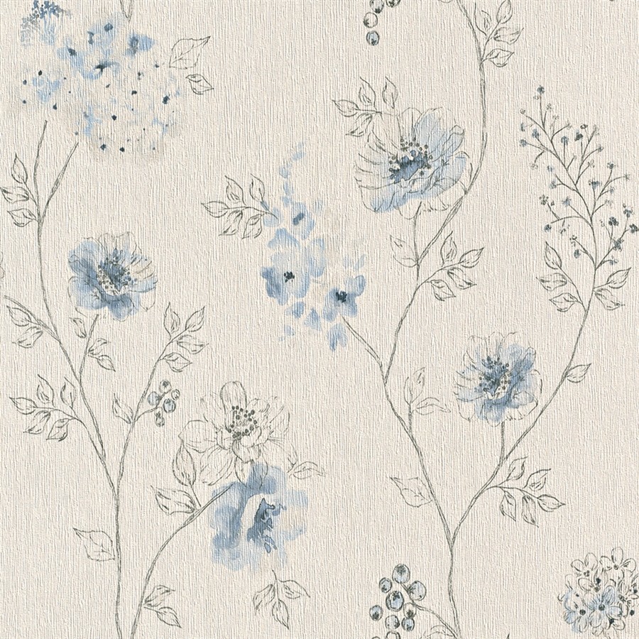 Ali Blue Dainty Foliage Wallpaper – Tiny Walls