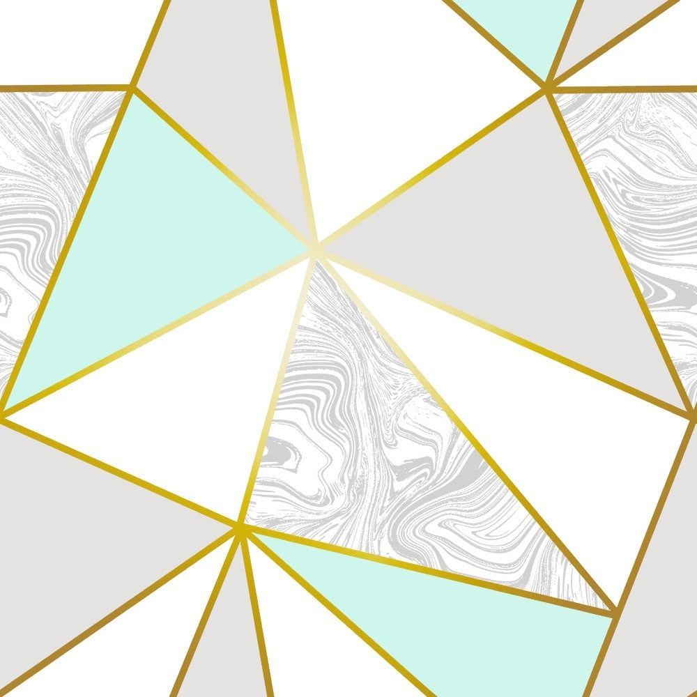 Mint Green and Gold Wallpaper