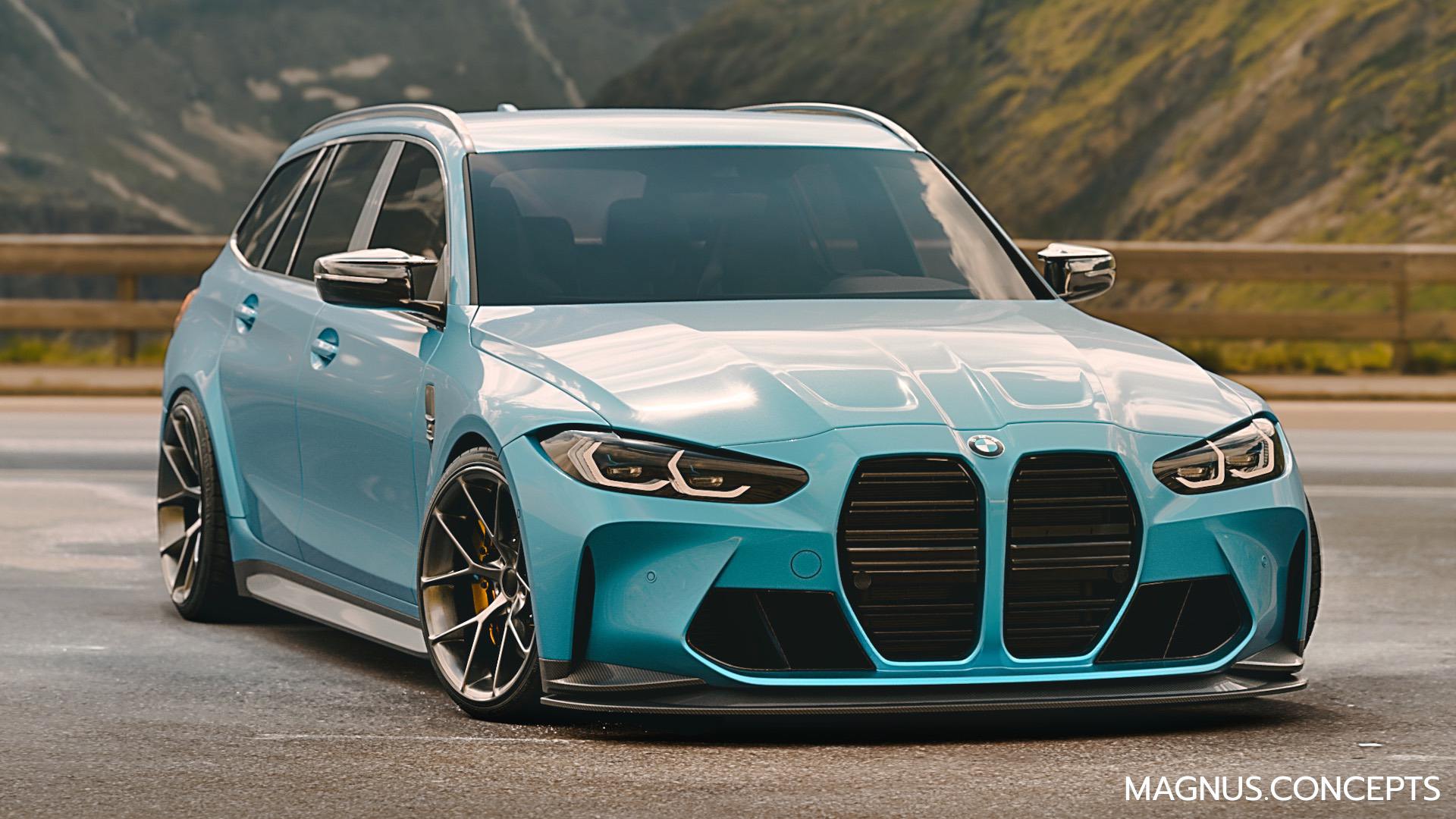 2023 BMW M3 Touring rendered with carbon fiber parts
