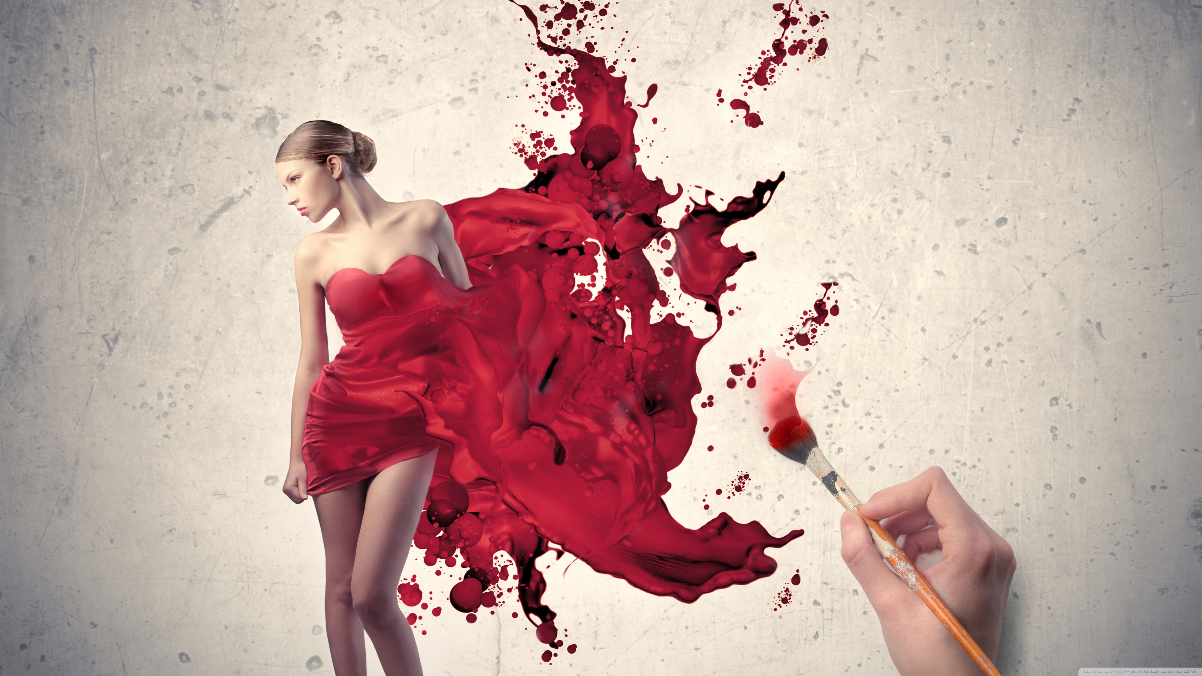Painting The Woman In Red Ultra HD Desktop Background Wallpaper for 4K UHD TV, Tablet