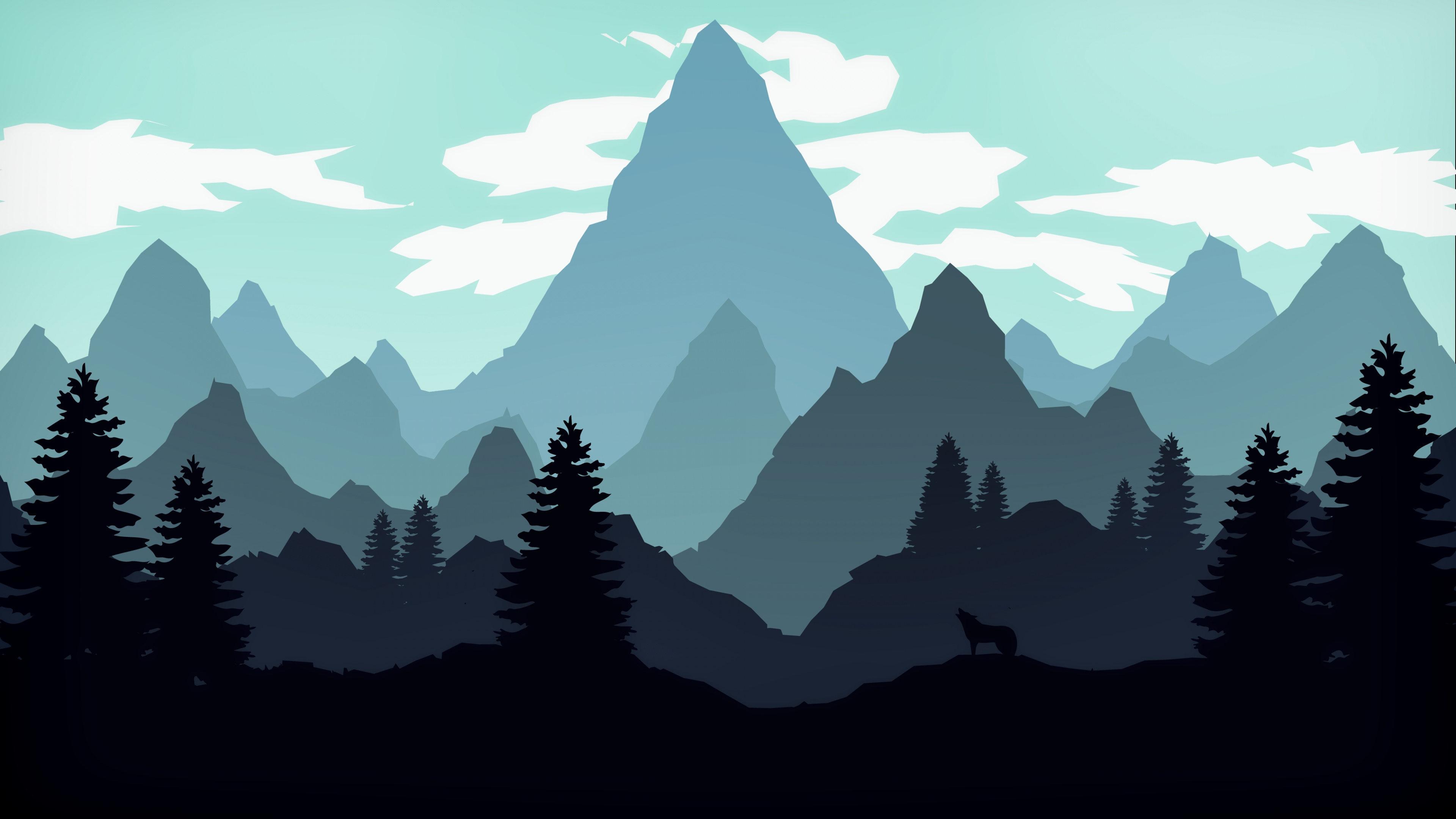 Download Silhouette, mountains, forest, digital art wallpaper, 3840x 4K UHD 16: Widescreen