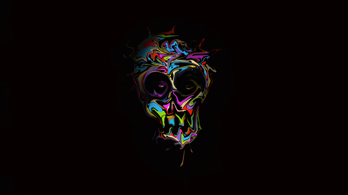 Colorful Skull Dark Art 4k