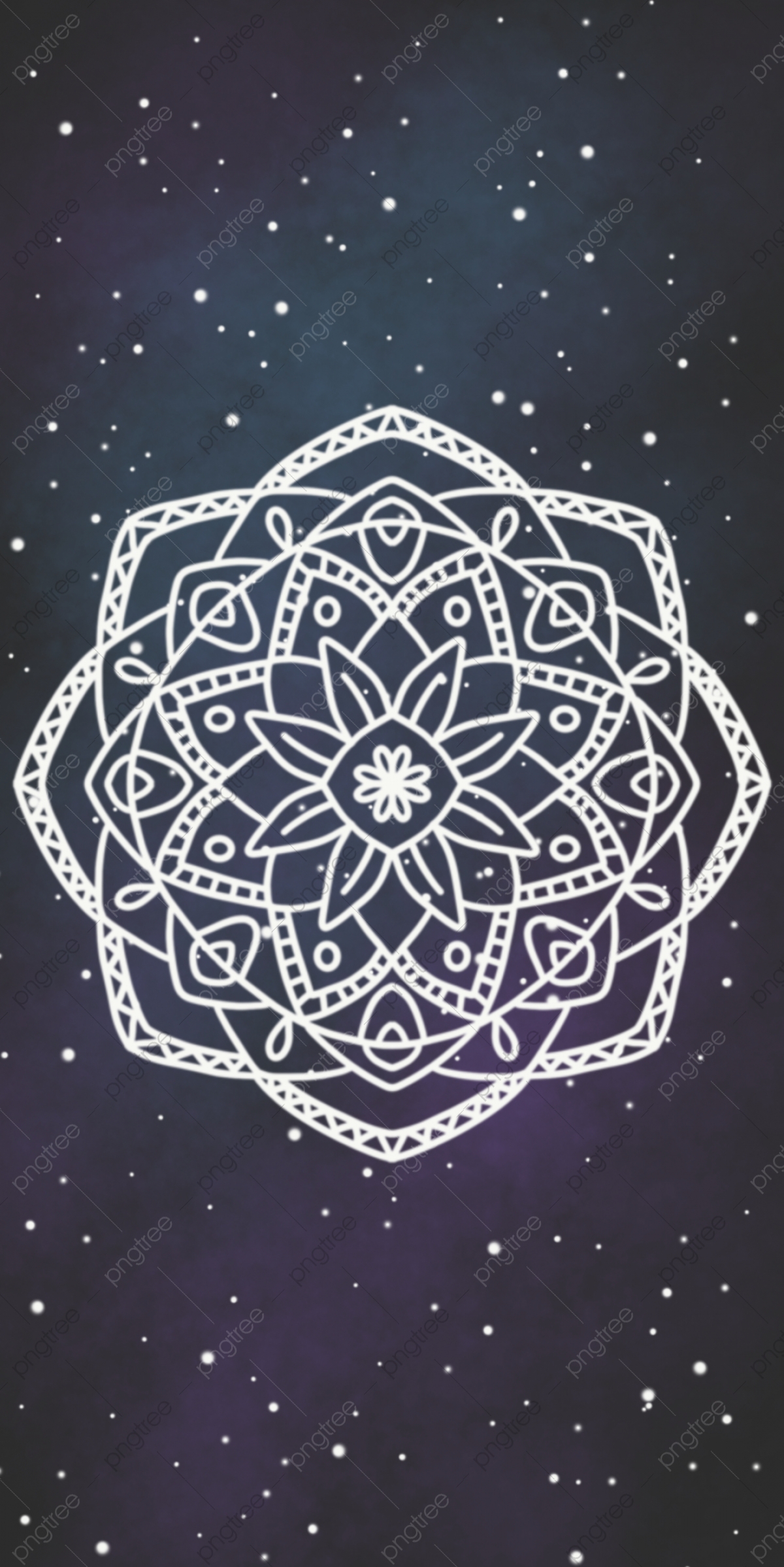 Dark Space Sky With White Outline Mandala Wallpaper Background, Mandala Wallpaper, Indian Mandala, Mandala Phone Wallpaper Background Image for Free Download