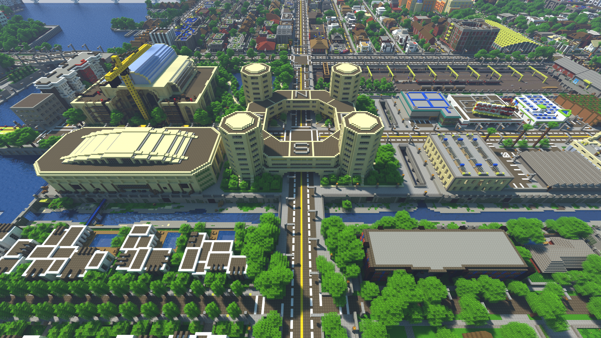 Minecraft City Map Wallpaper:1920x1080