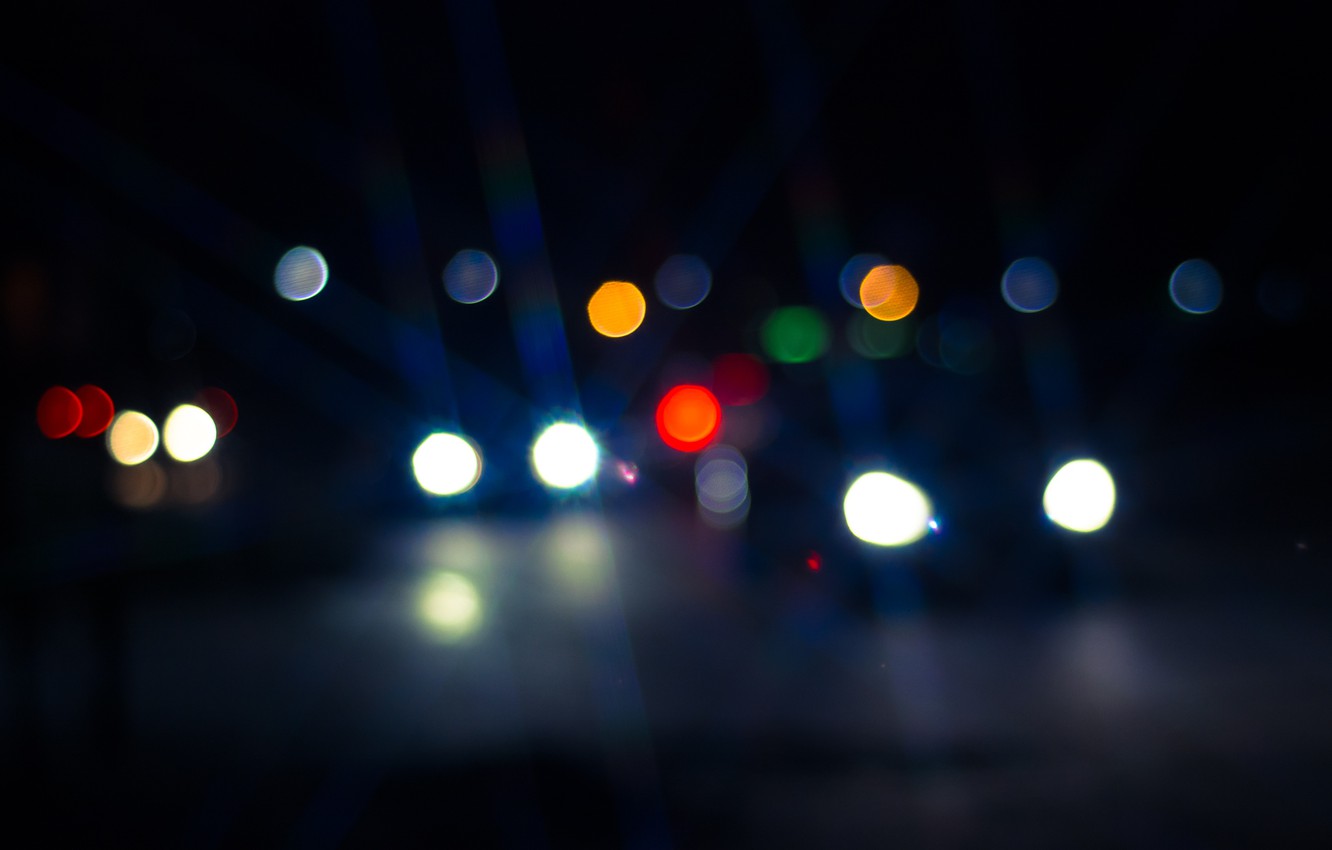 Wallpaper machine, night, lights, street, blur, bokeh image for desktop, section город