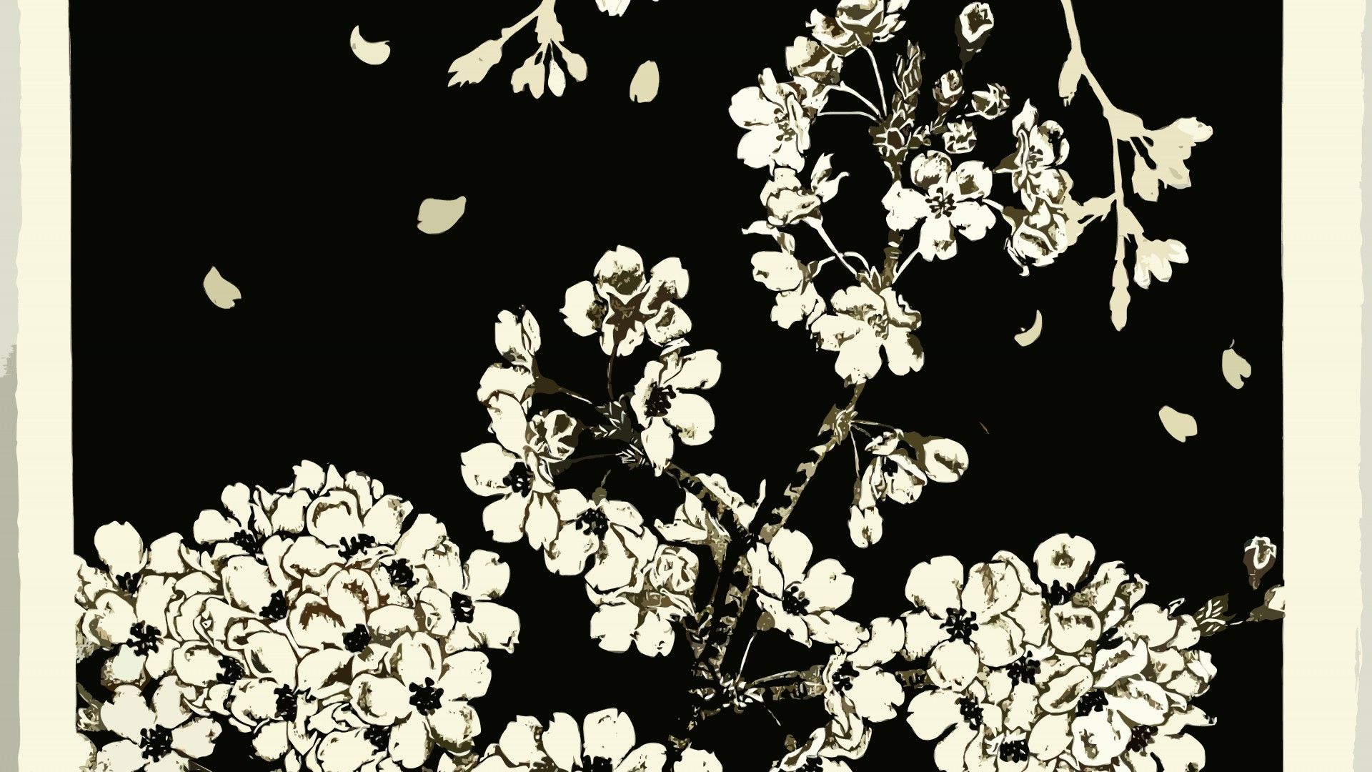 Japanese Flowers Art Wallpaper