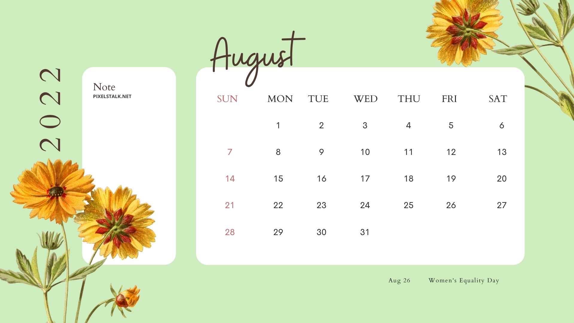 August 2022 Calendar Wallpapers HD For Desktop