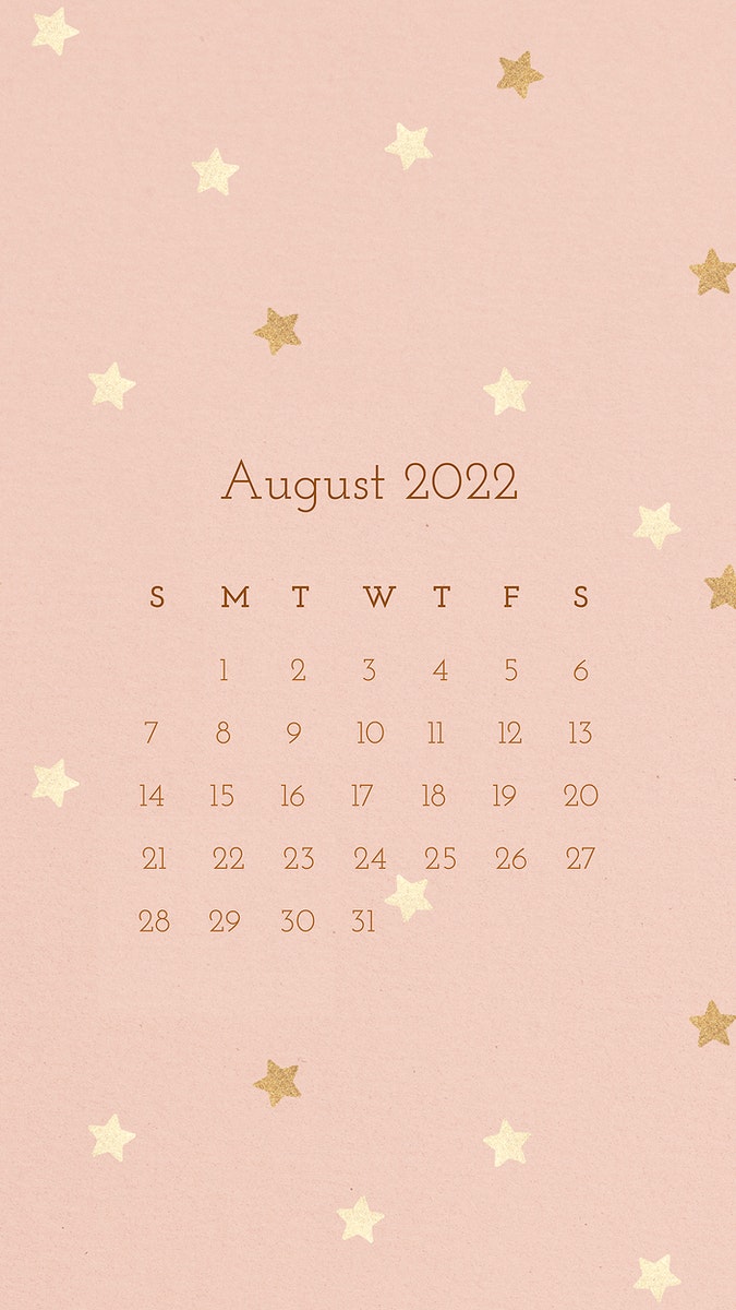 Feminine 2022 August calendar template,