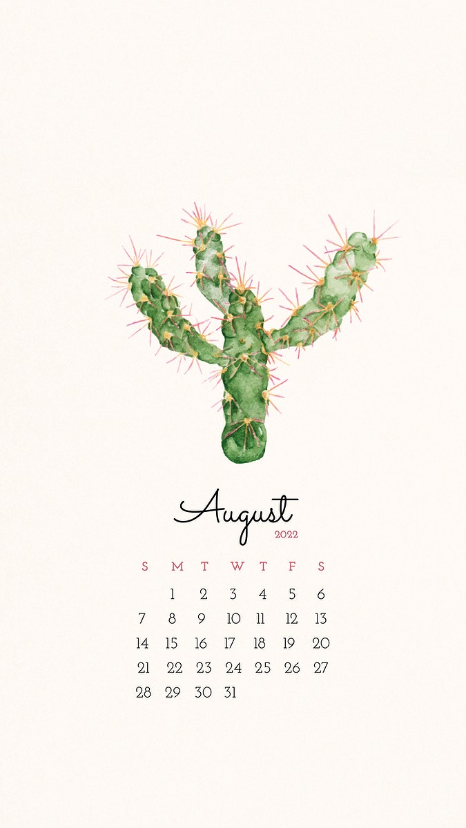 2022 August calendar template, iPhone