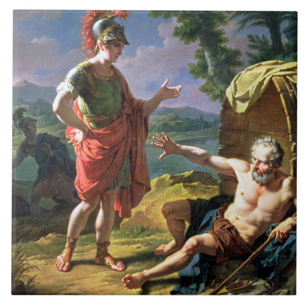 Alexander and Diogenes, 1818 (oil on canvas) Tile. Zazzle. Alejandro magno, Arte griego antiguo, Diogenes de sinope