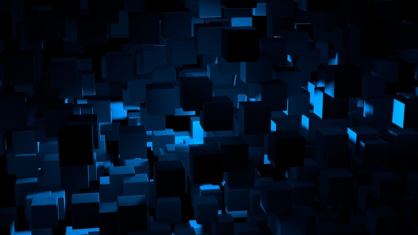 Cube Dark Blue Abstract Pattern Wallpaper