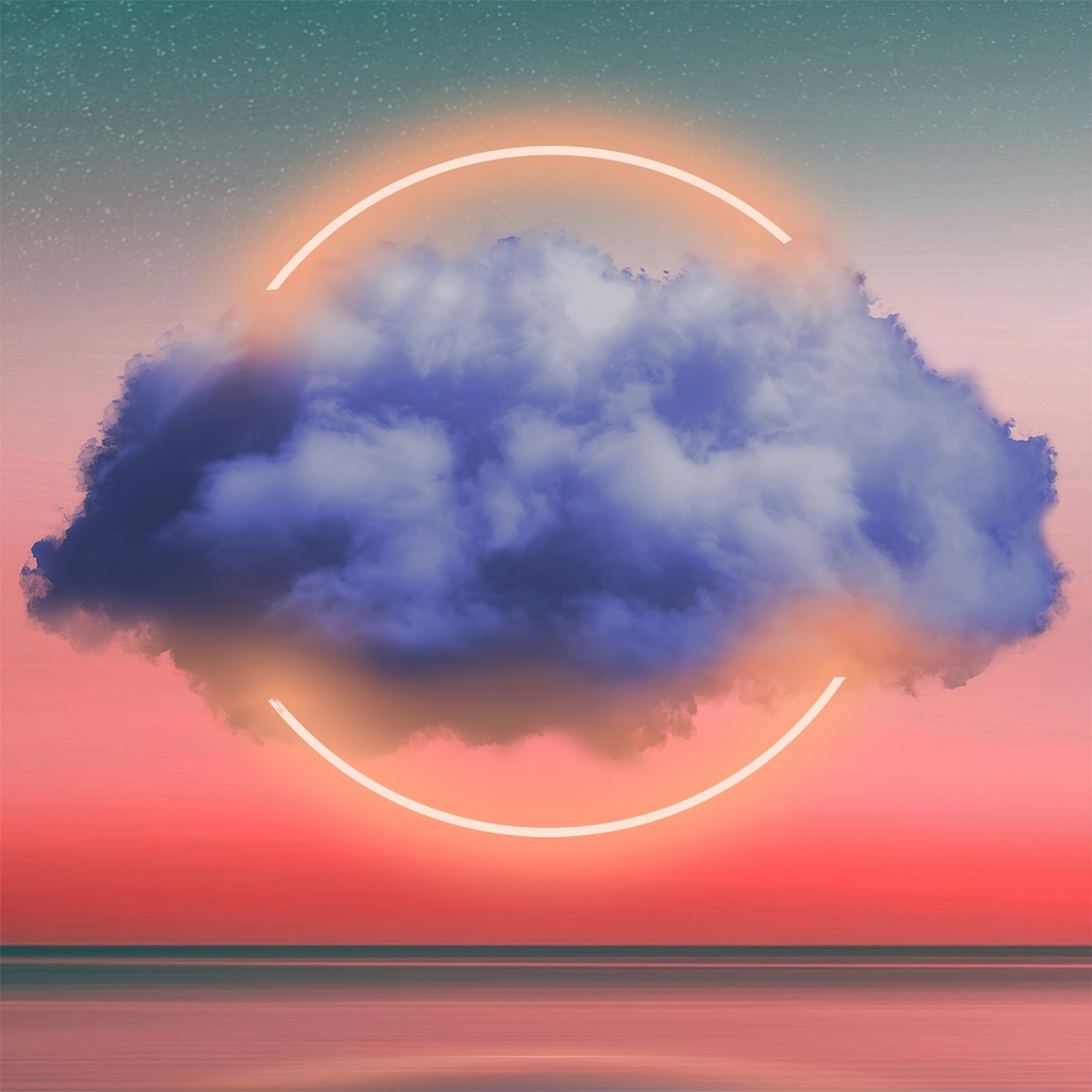 clouds neon light circle 5k iPad Pro Wallpaper Free Download