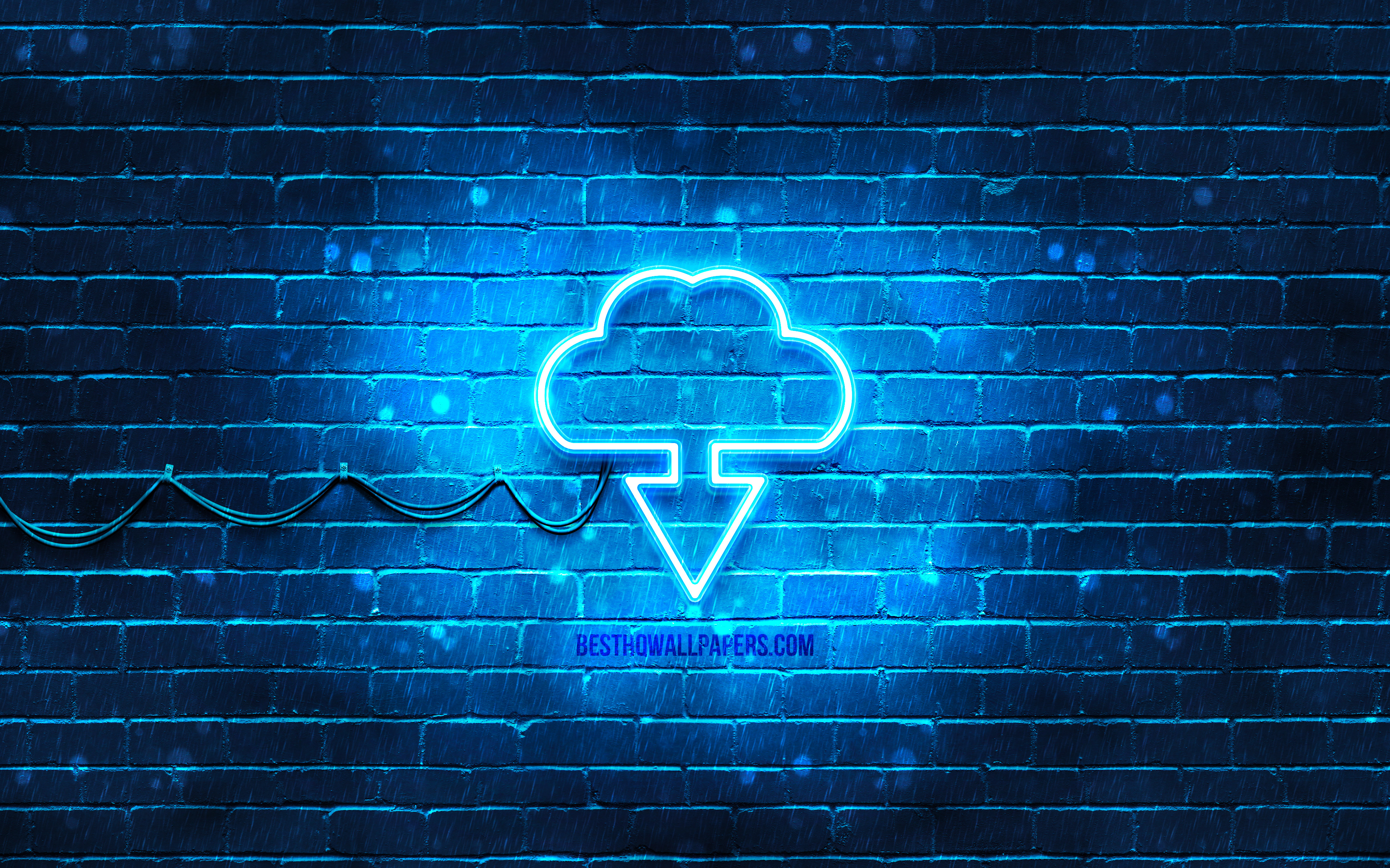 Download wallpaper Cloud Download neon icon, 4k, blue background, neon symbols, Cloud Download, neon icons, Cloud Download sign, computer signs, Cloud Download icon, computer icons for desktop with resolution 3840x2400. High Quality