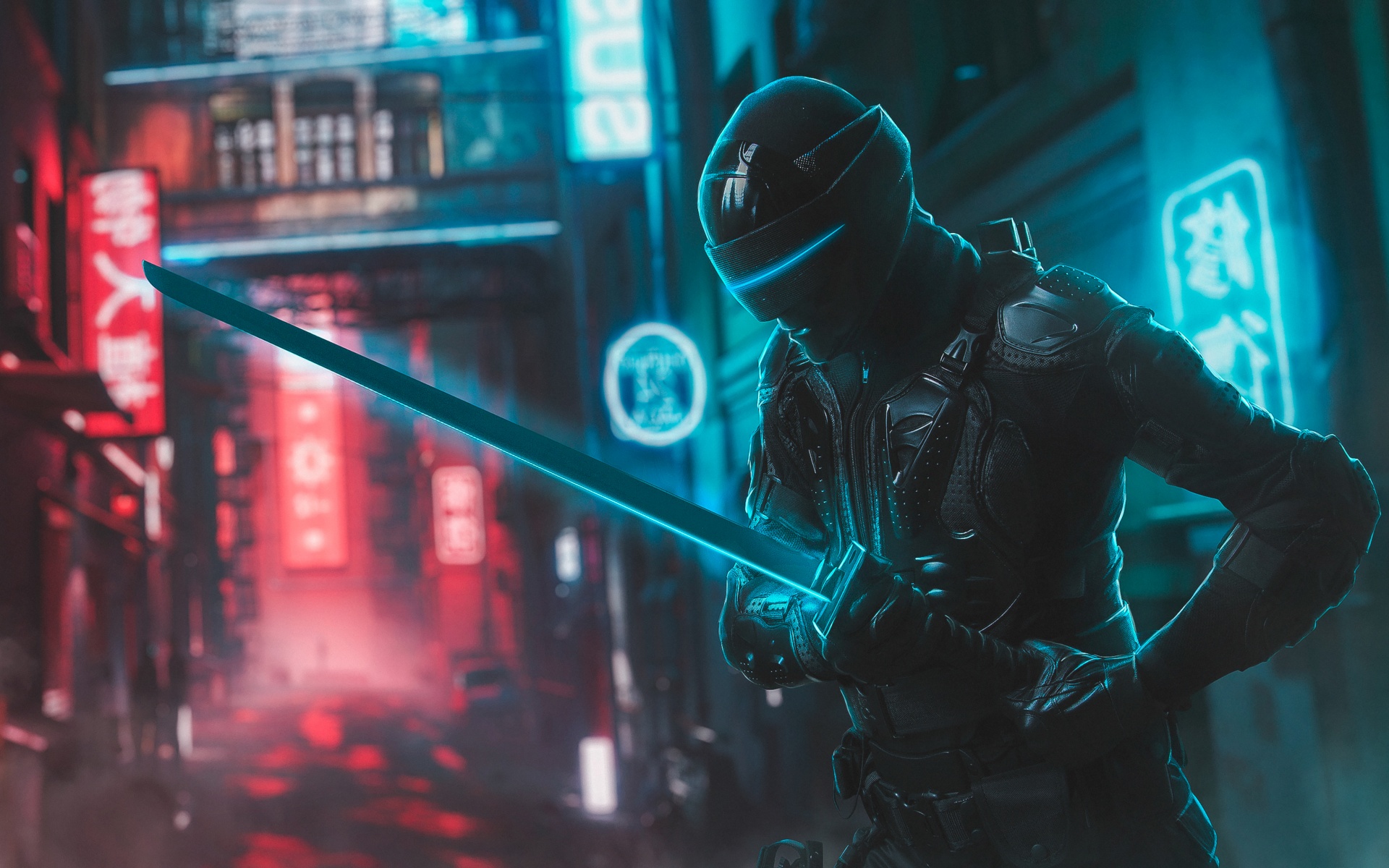 Snake Eyes Wallpaper 4K, Katana, Ninja, Neon, Graphics CGI