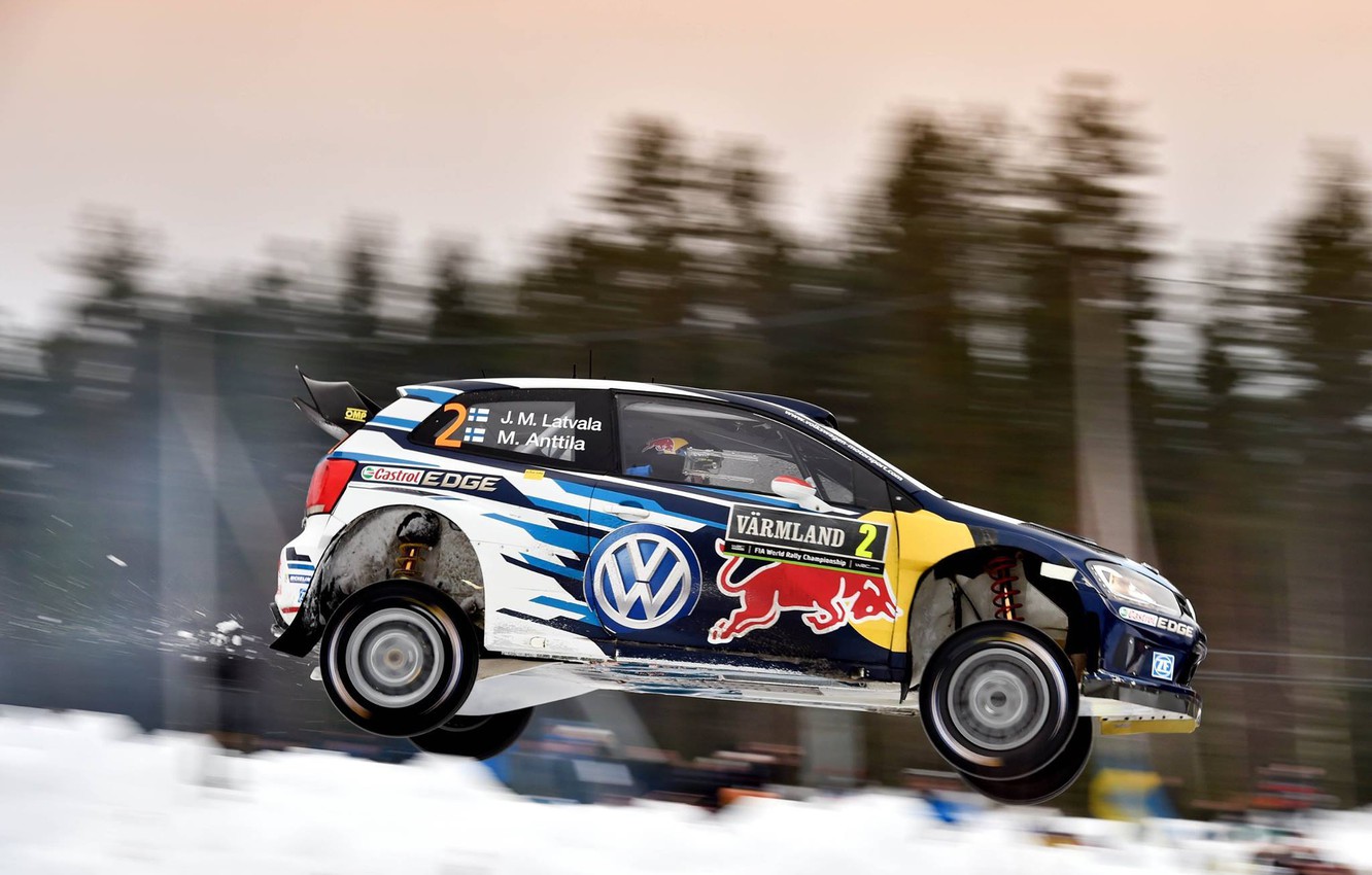 Wallpaper Volkswagen, Jump, Profile, Sweden, WRC, Rally, Polo, Latvala - for desktop, section спорт