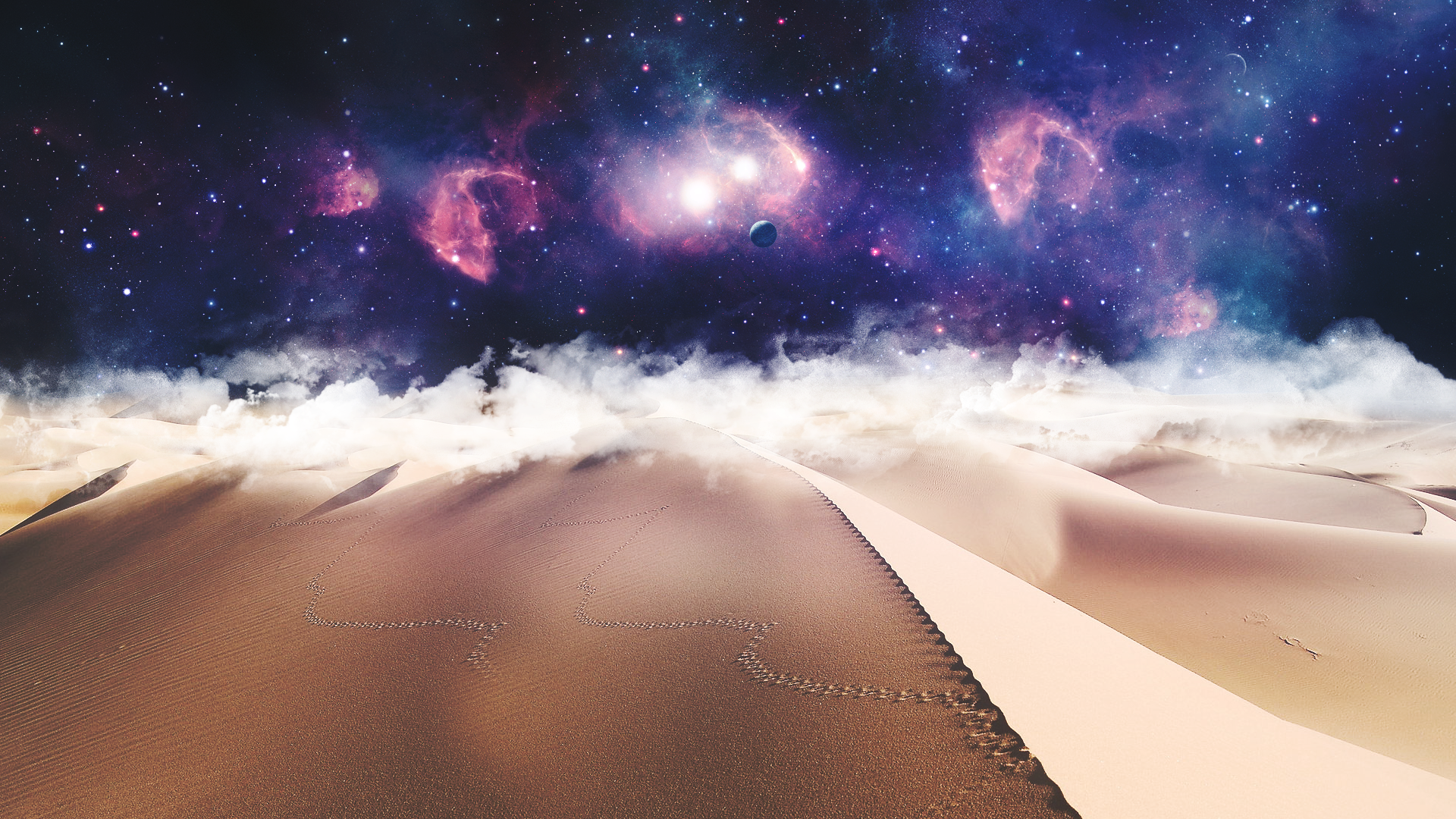 Desert Night Stars Clouds nebula wallpaperx1080