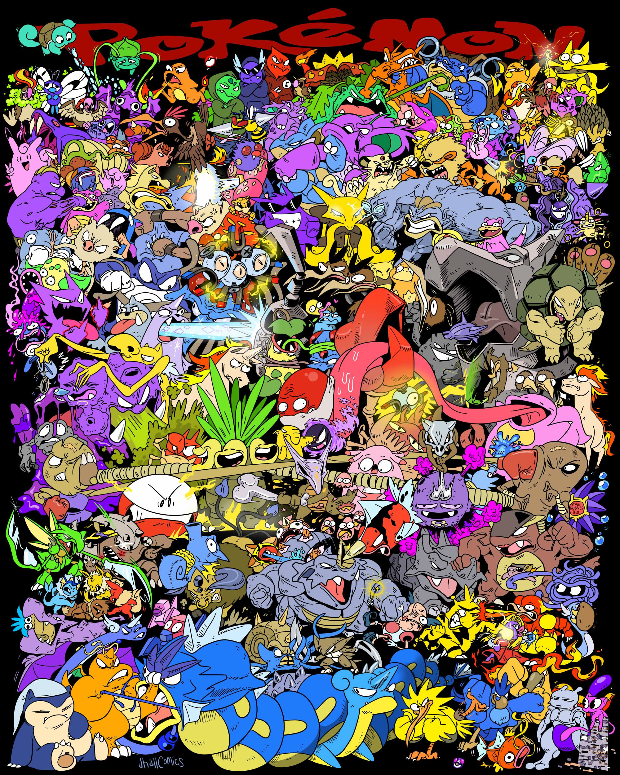 Pokémon doodle battle pokemon, Original pokemon, Poster art