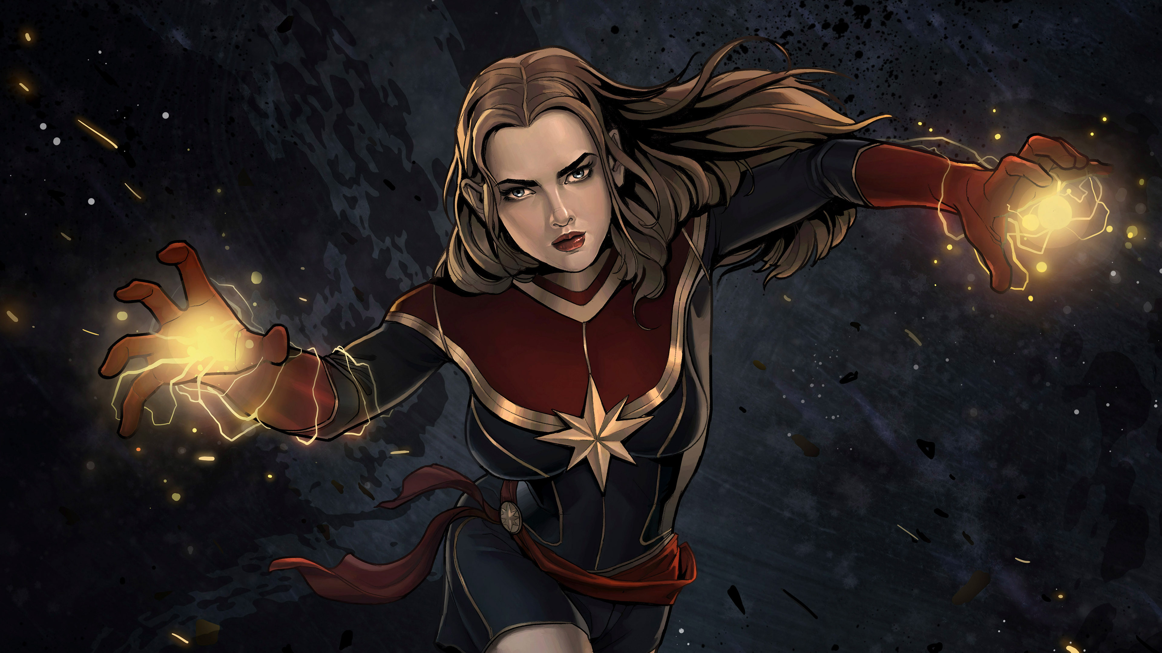 Captain Marvel Comic Artwork 4k