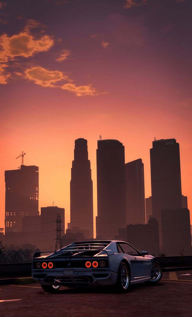 Los Santos Skyline [x Post R Outrun] #GrandTheftAutoV #GTAV #GTA5 #GrandTheftAuto #GTA #GTAOnline #GrandTheftA. Grand Theft Auto Series, Gta Cars, Car Wallpaper