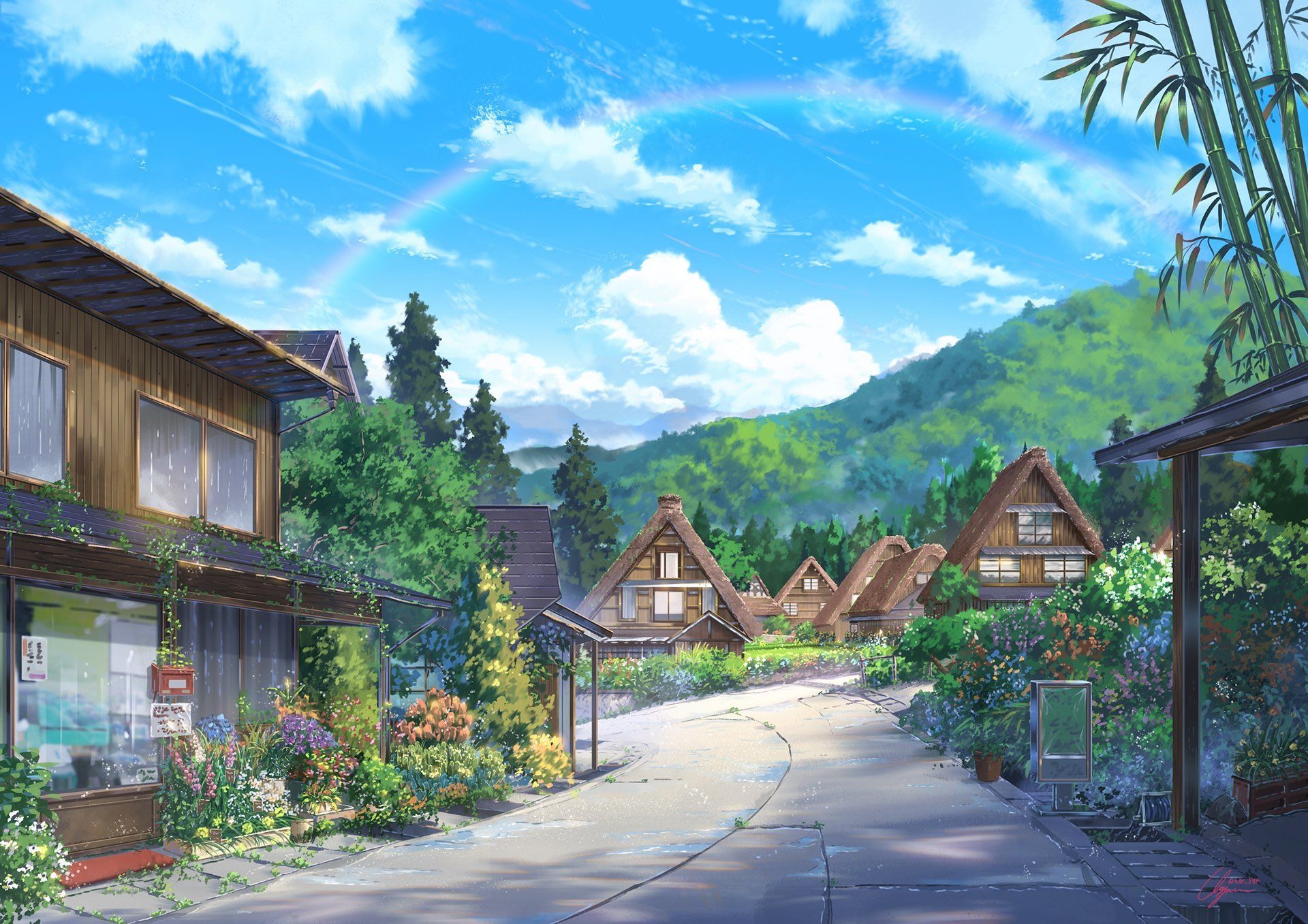 Landscape Anime Village Hd Wallpapers Wallpaper Cave