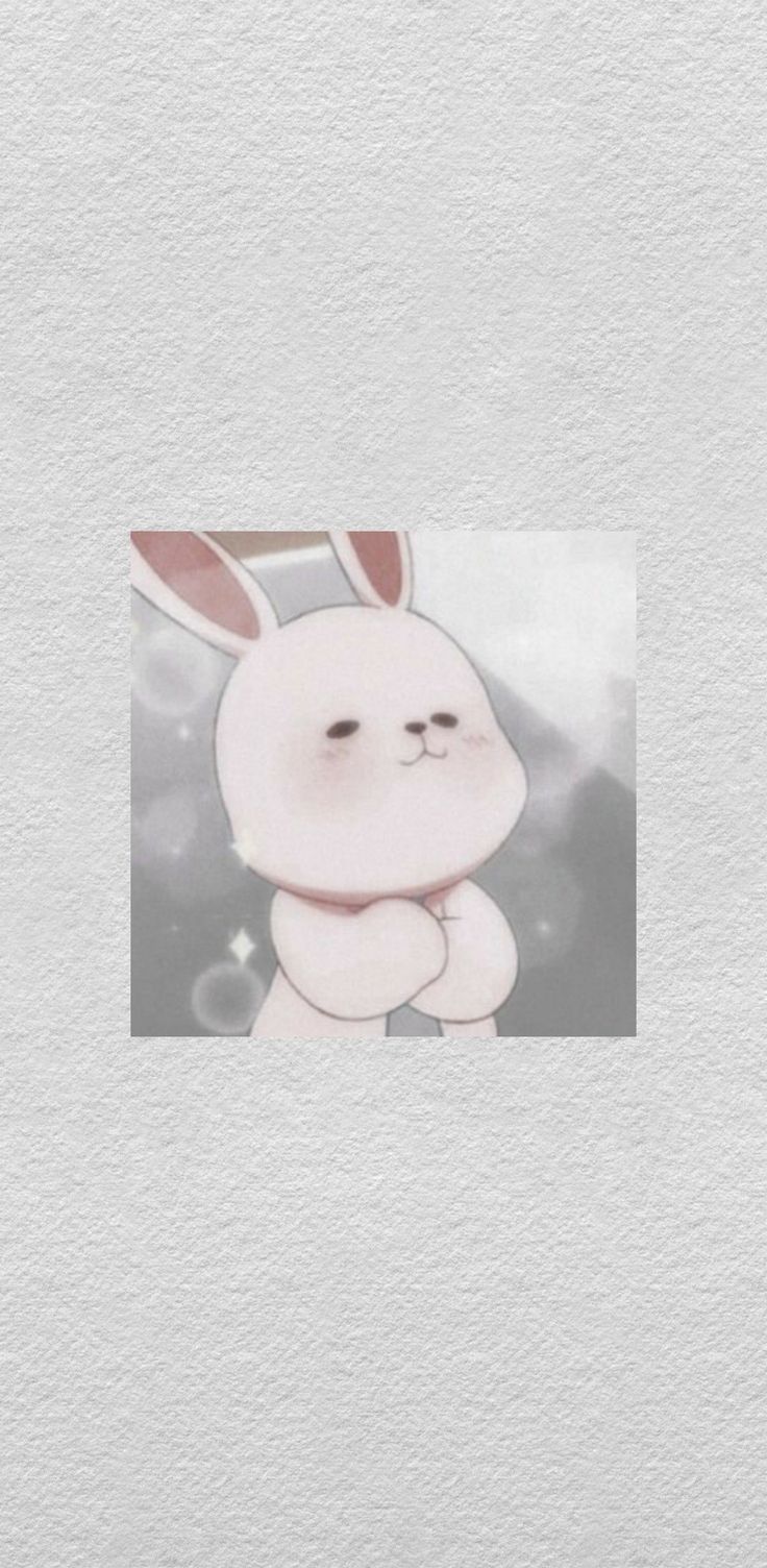 White cute aesthetic cartoon bunny wallpaper for iPhone and Android. Bunny wallpaper, Rabbit wallpaper, Cute anime wallpaper