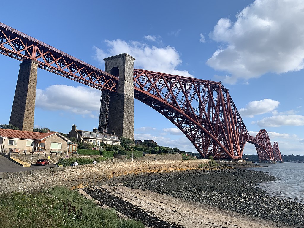 View of Forth Bridge from coast of North