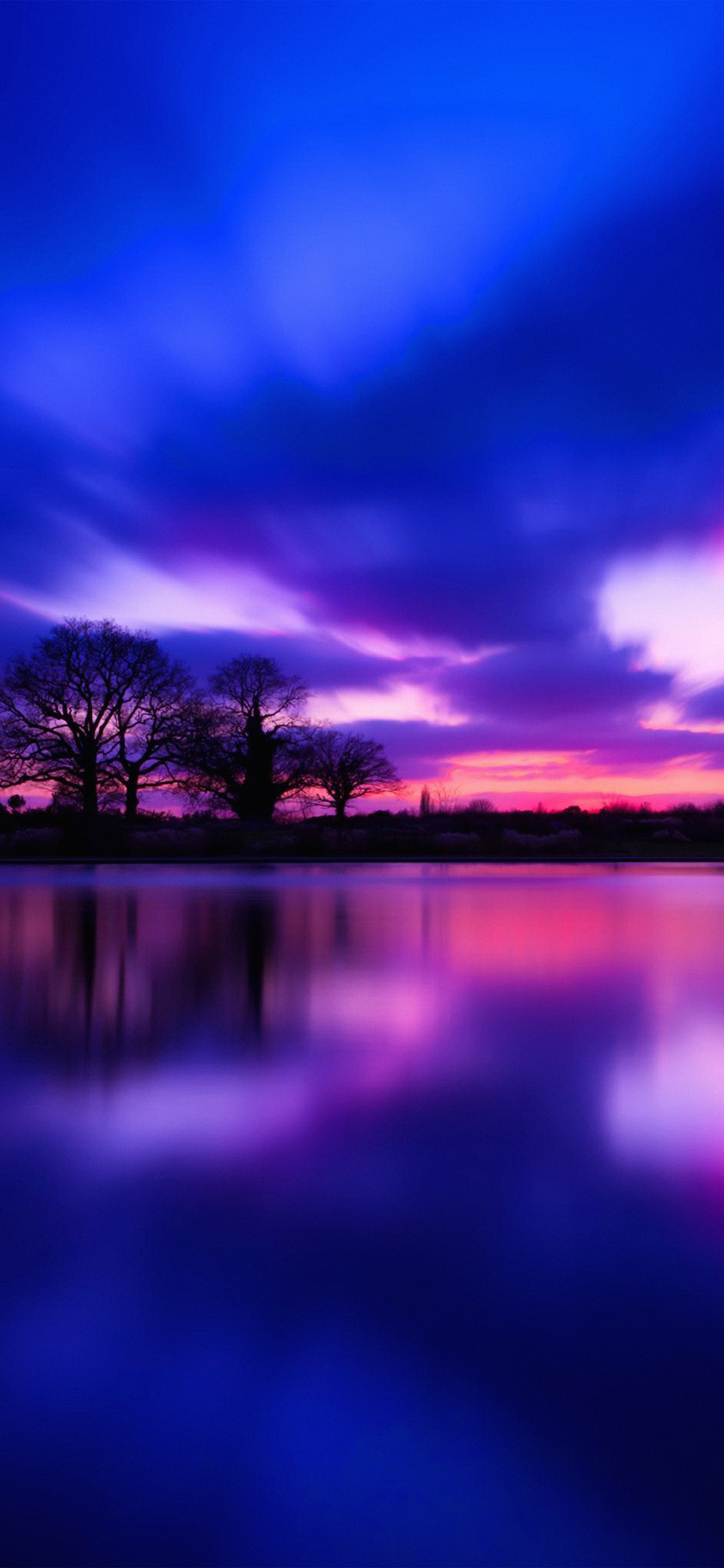 Night Lake Blue Sunset Nature Soft Wallpaper