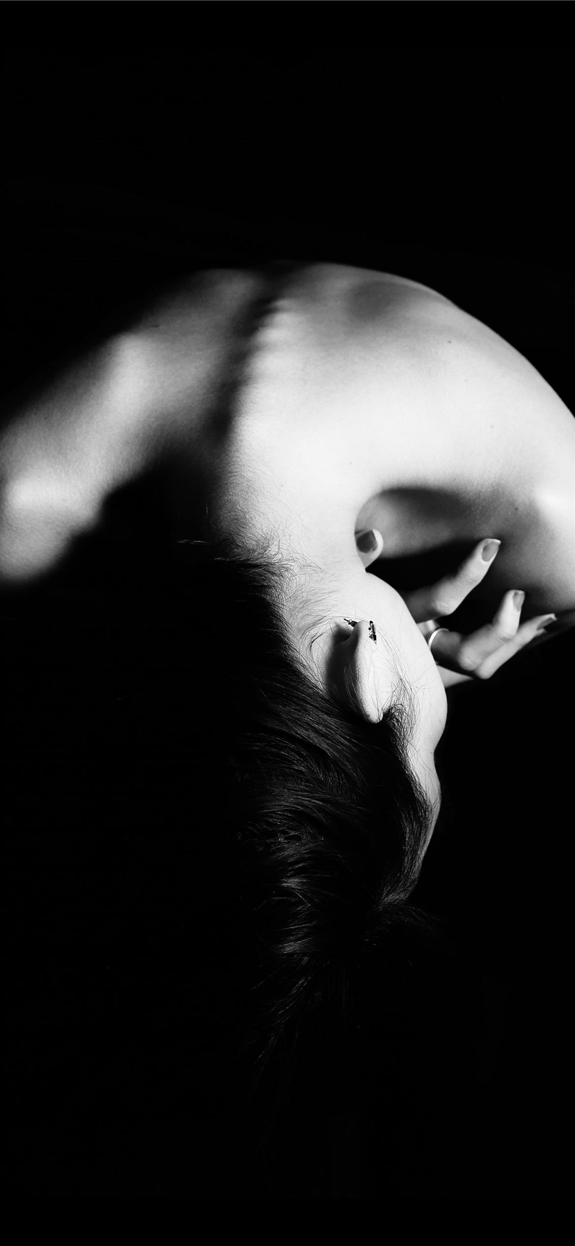 greyscale photography of naked woman iPhone 12 Wallpaper Free Download