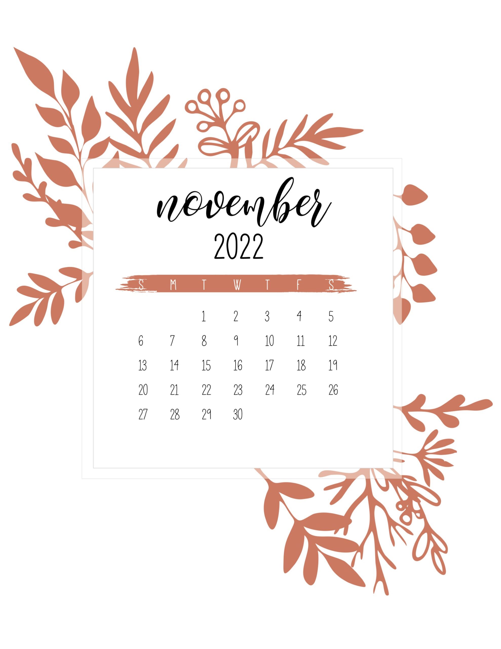 Free Printable November 2022 Calendars