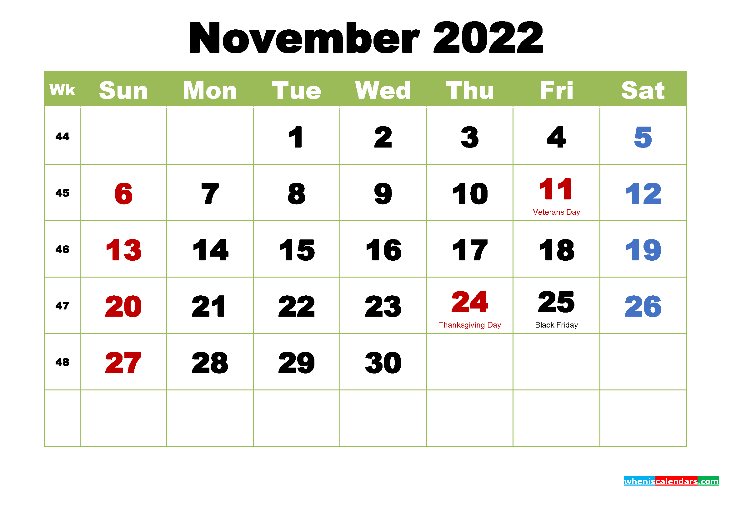 November 2022 Calendar With Holidays Wallpapers
