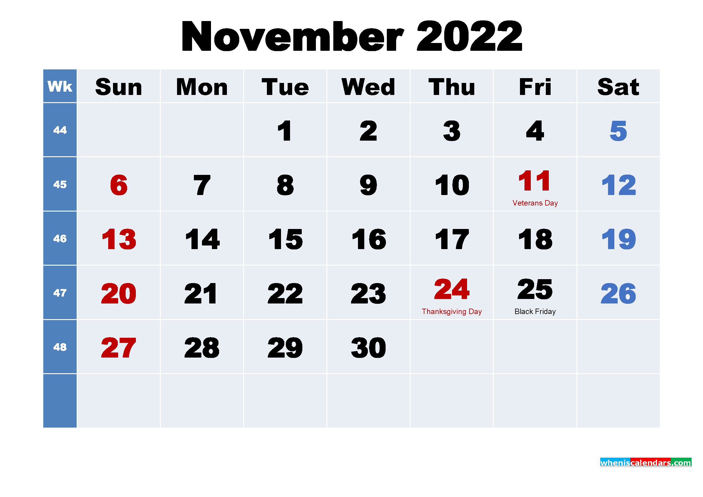 Free Printable November 2022 Calendar Wallpapers