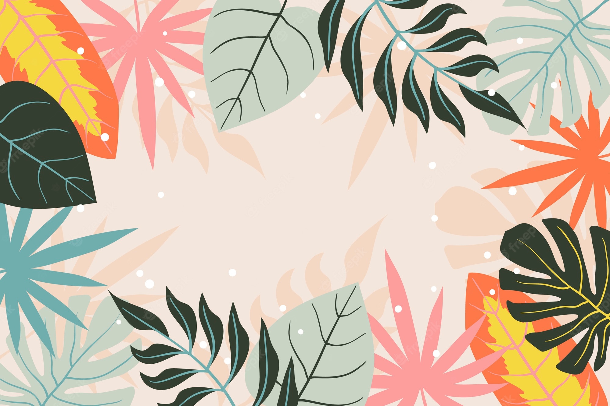 Free Vector. Hand drawn summer tropical background