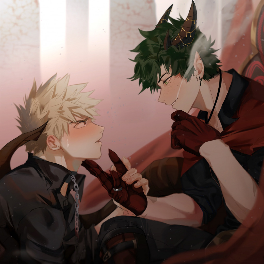 Download wallpaper the demon, guys, the owner, slave, My Hero Academia, Boku No Hero Academy, Midori Isuku, My Hero Academy, Bakuga Katsuki, section shonen in resolution 1024x1024