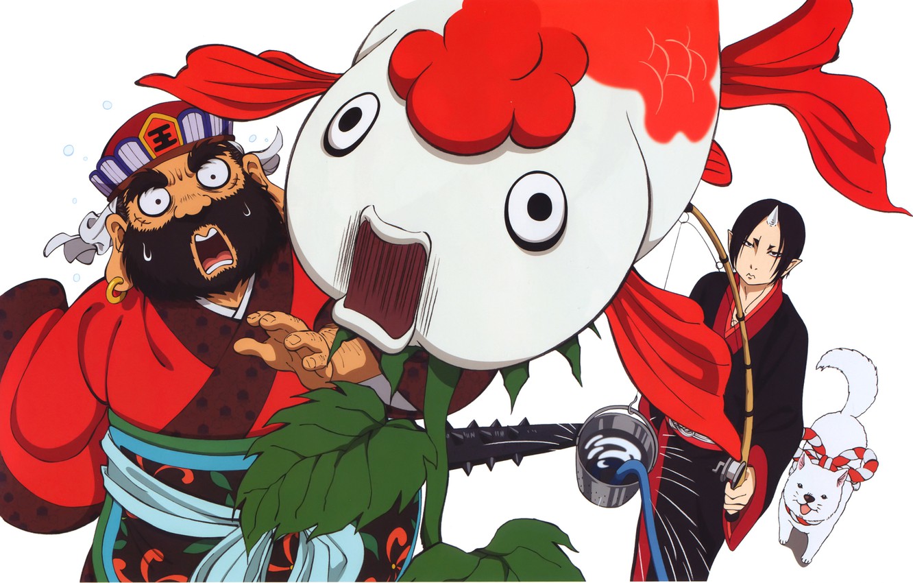 Wallpaper surprise, dog, the demon, bucket, rod, shiro, hoozuki, hoozuki no reitetsu, slave, enma medallion, by natsumi eguchi image for desktop, section сёнэн