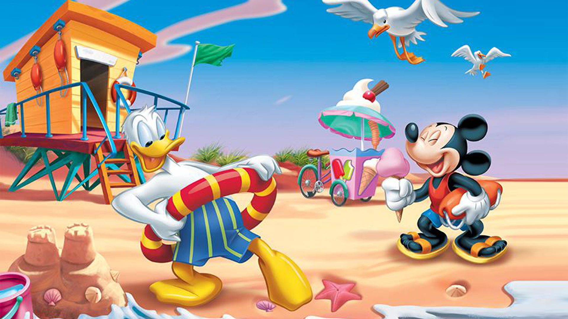 Donald Duck And Mickey Mouse Summer Vacation Beach HD Wallpa