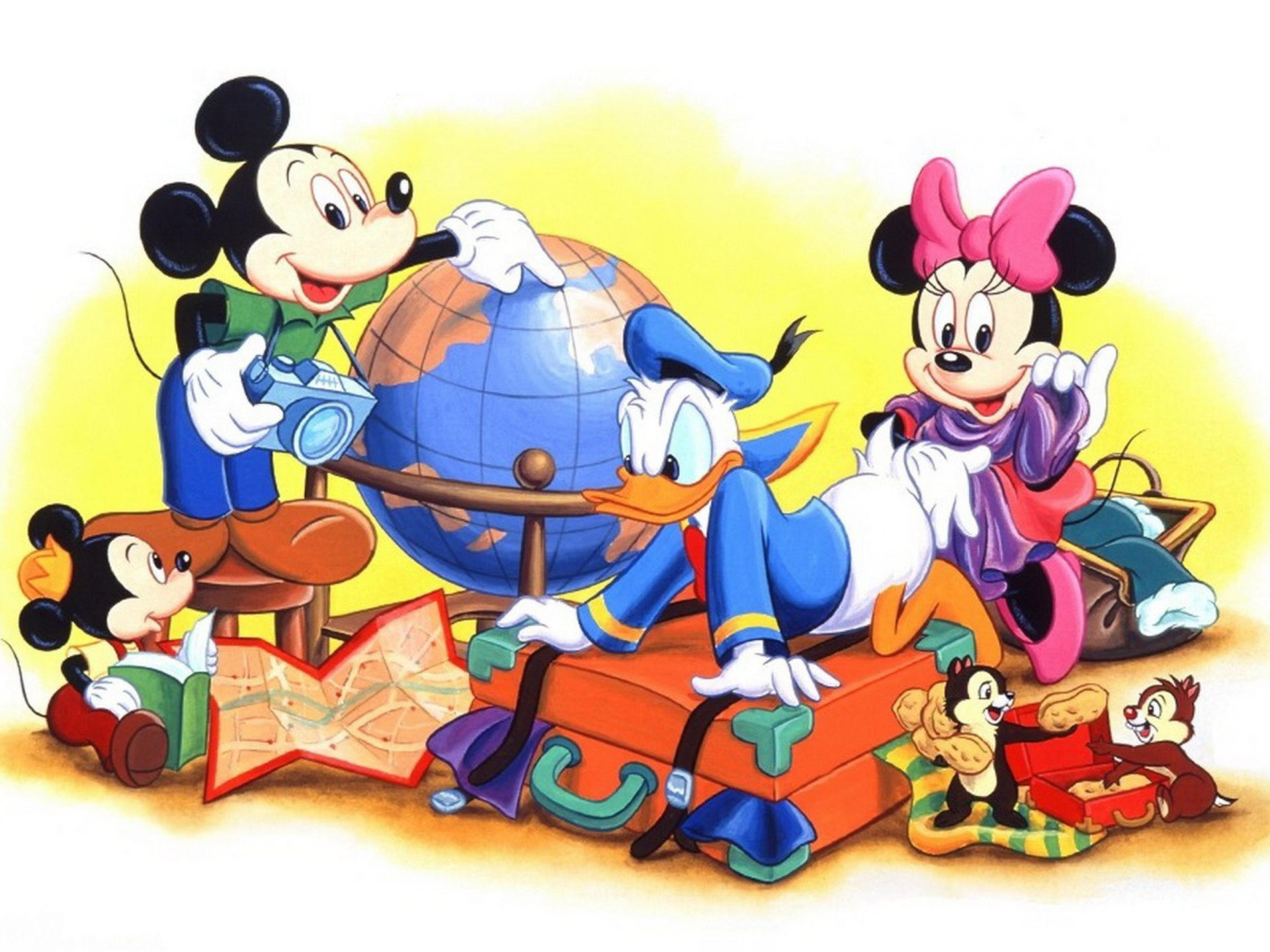 Mickey Mouse Donald Duck Minnie Mouse Preparing For A Summer Holiday Wallpaper HD 3840x2400, Wallpaper13.com