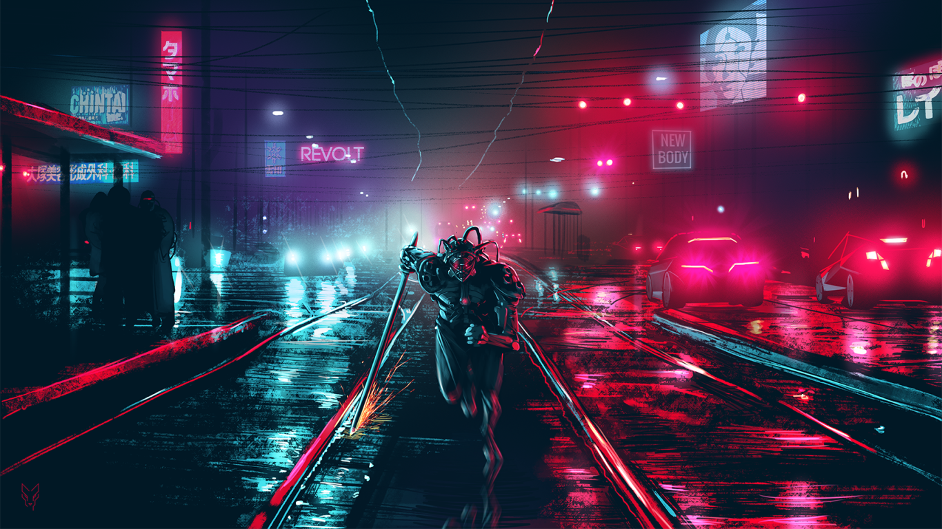 Cyberpunk Neon Street HD wallpaper