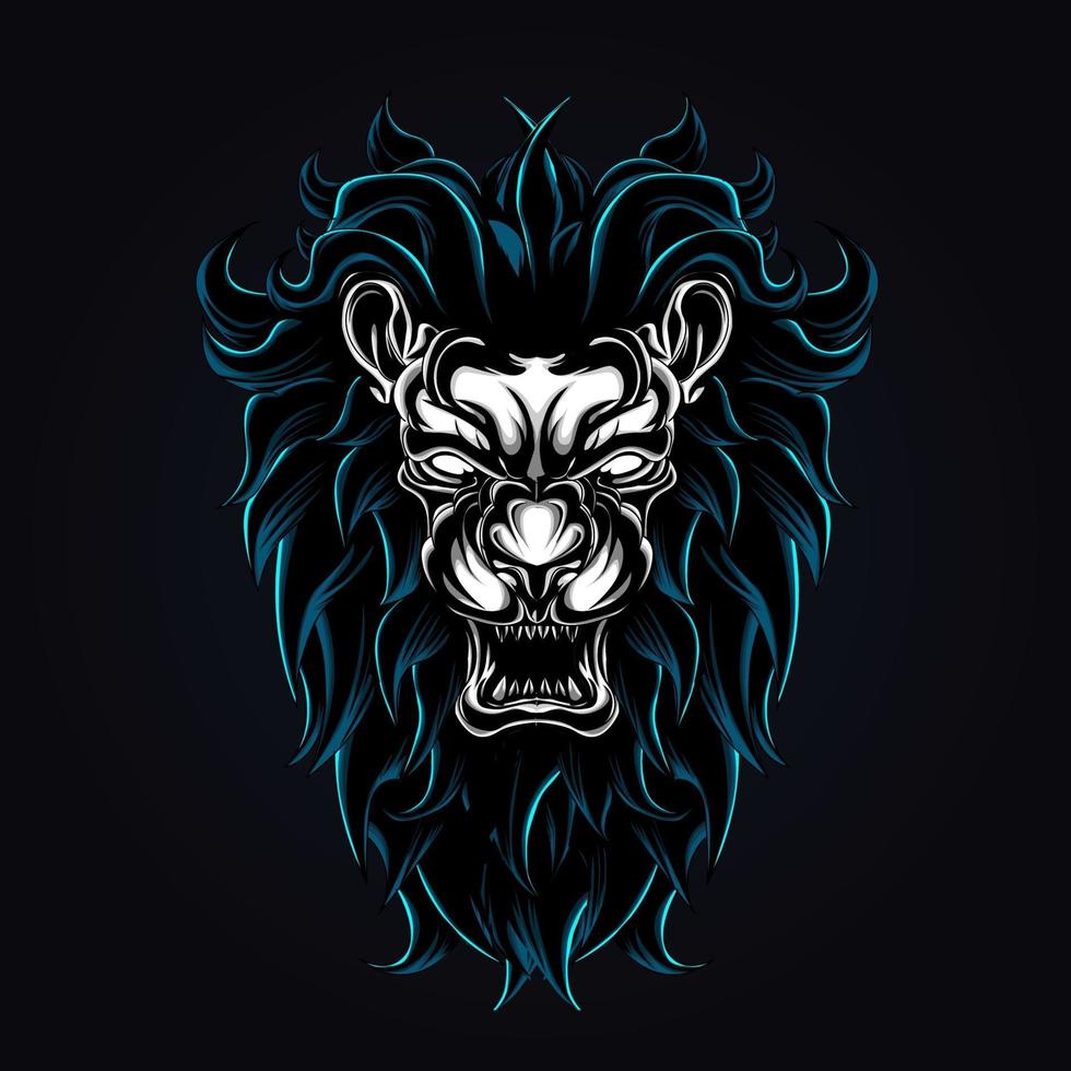 angry lion artwork illustration