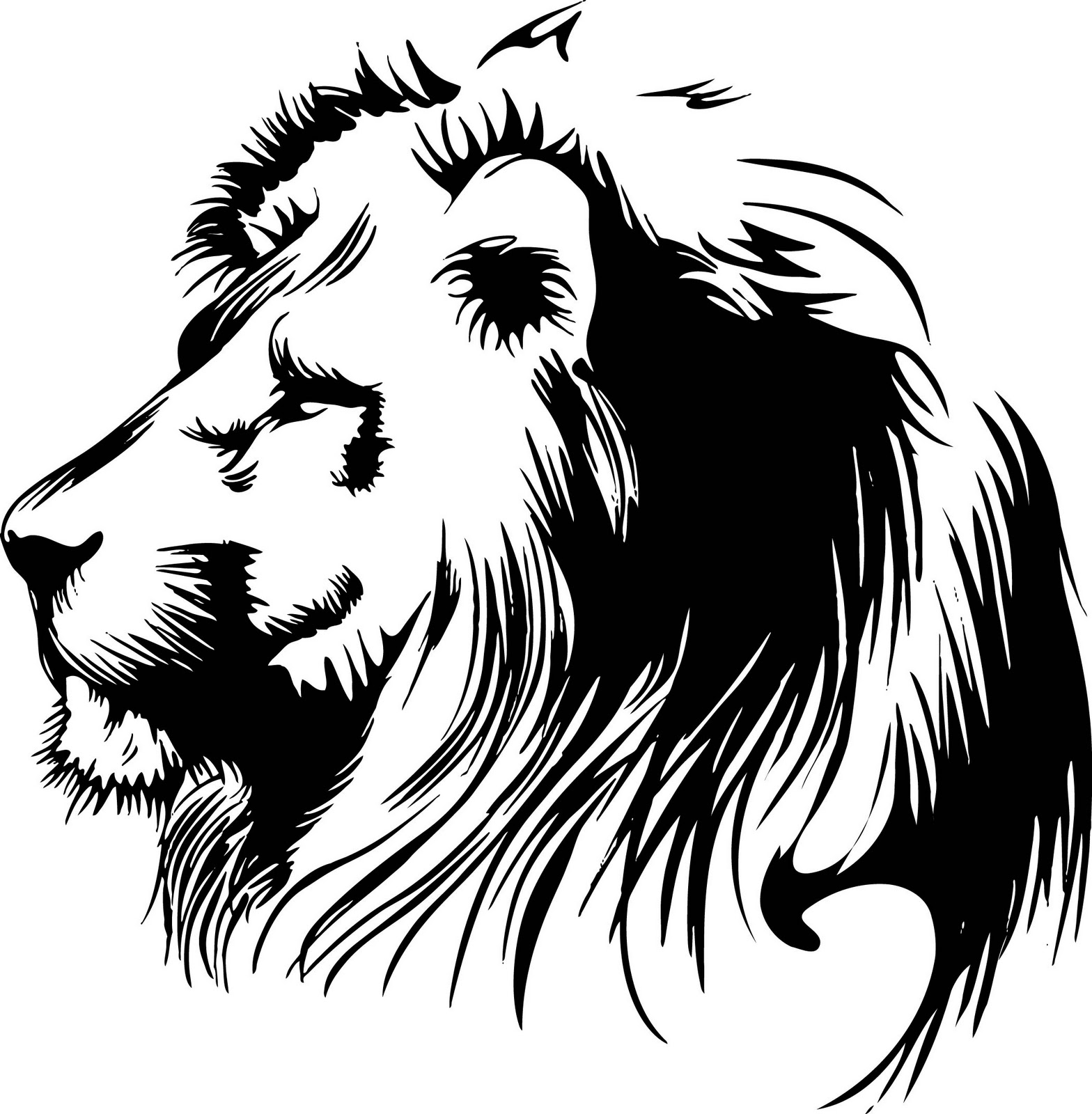 Lion Vector Art Image Head Clip Art Black and White, Lion Vector Free Download and Lion Line Drawing Vector / Newdesignfile.com
